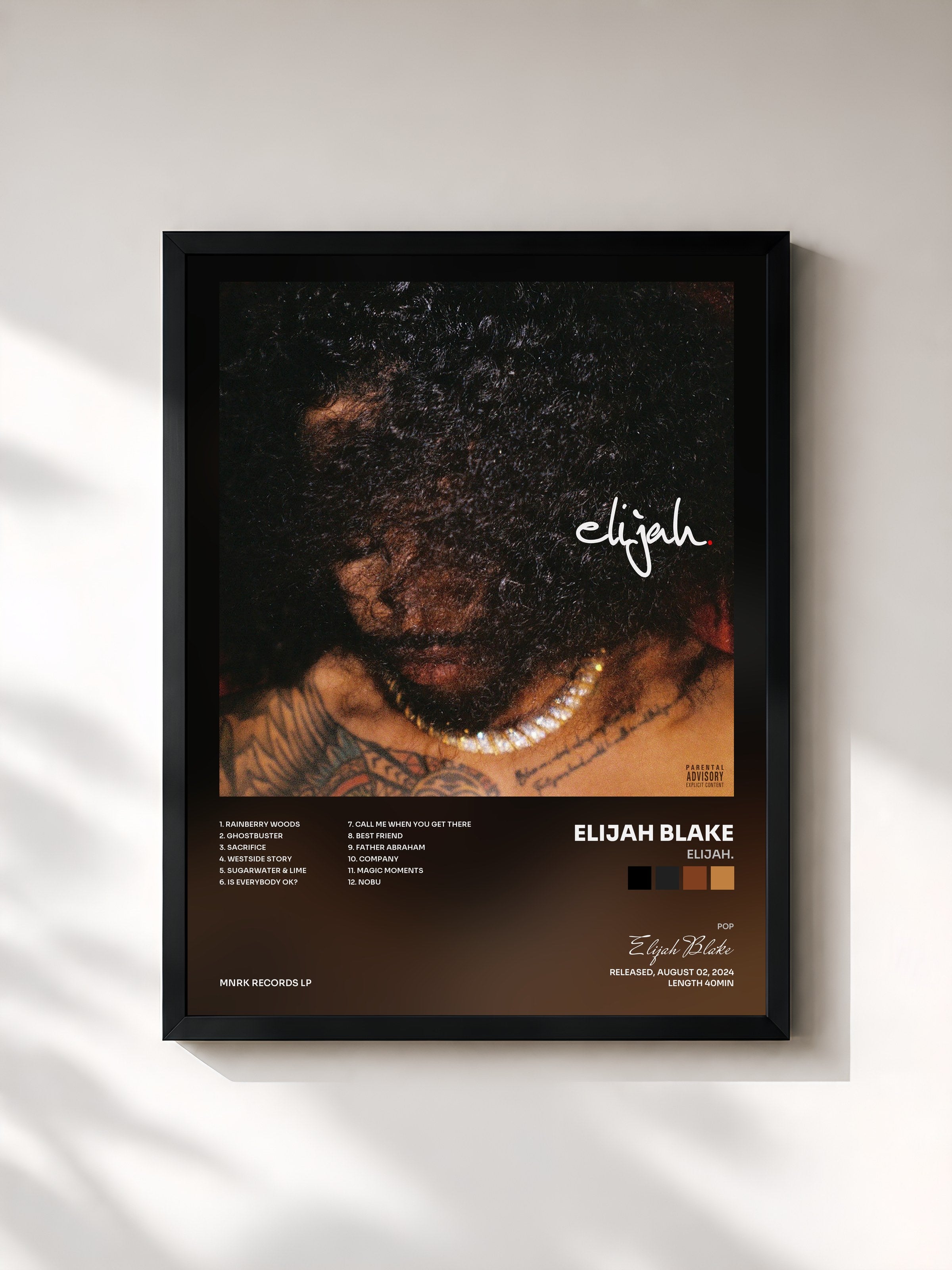 #noir Tableau de l'album elijah. de Elijah Blake, cadre noir, imprimé et encadré en France