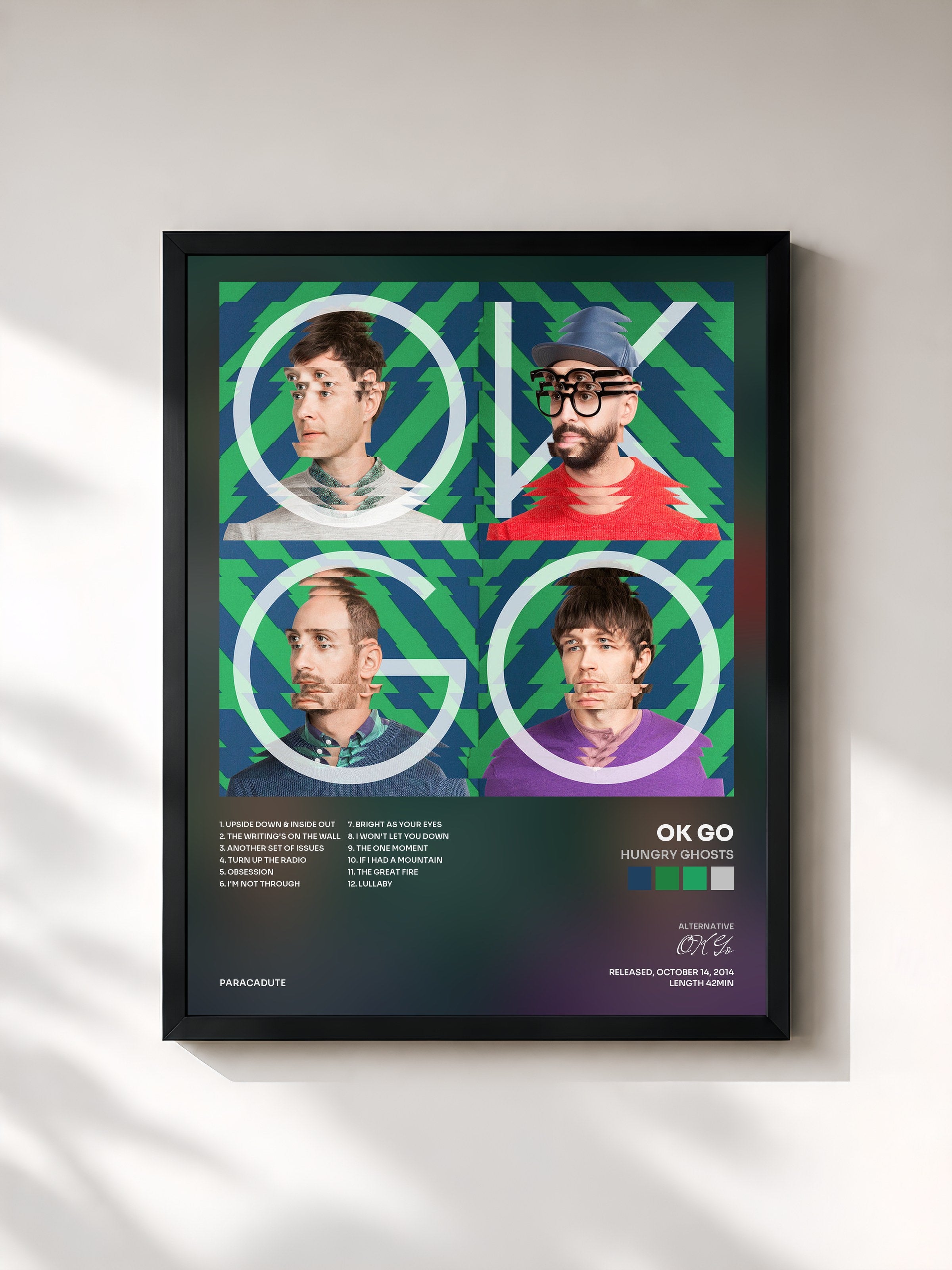 #noir Tableau de l'album Hungry Ghosts de OK Go, cadre noir, imprimé et encadré en France