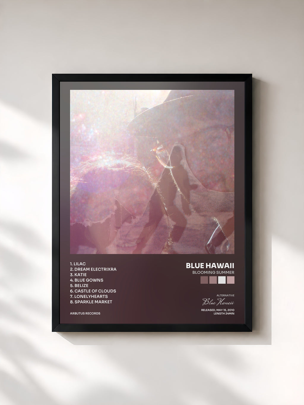#noir Tableau de l'album Blooming Summer de Blue Hawaii, cadre noir, imprimé et encadré en France