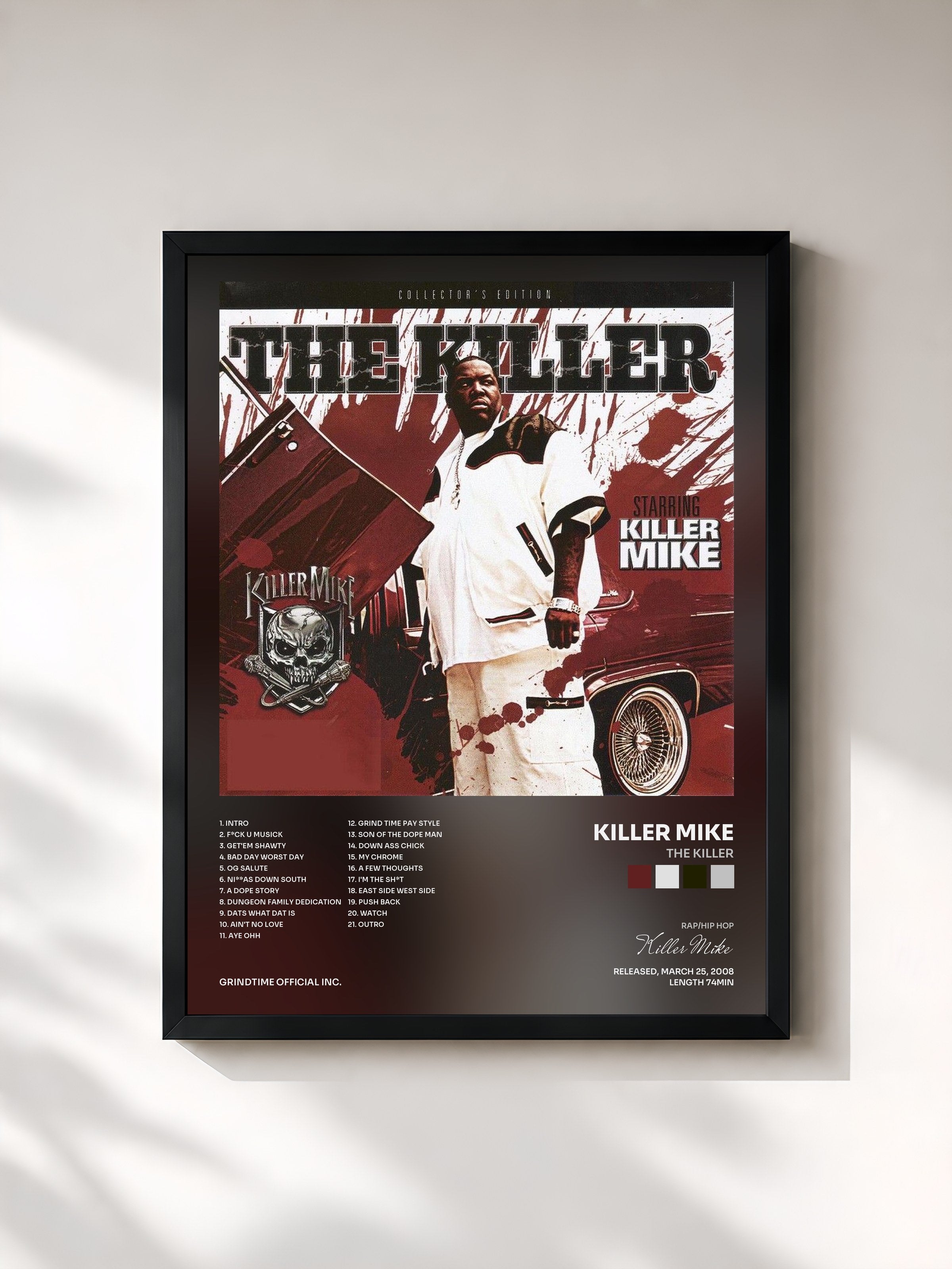 #noir Tableau de l'album The Killer de Killer Mike, cadre noir, imprimé et encadré en France