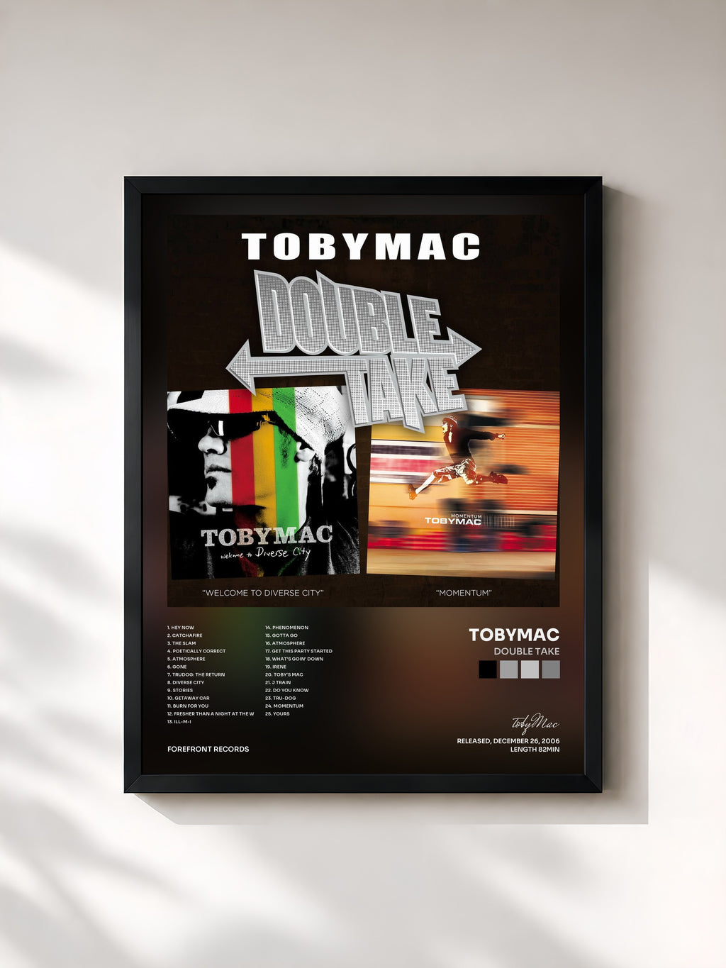 #noir Tableau de l'album Double Take de tobyMac, cadre noir, imprimé et encadré en France