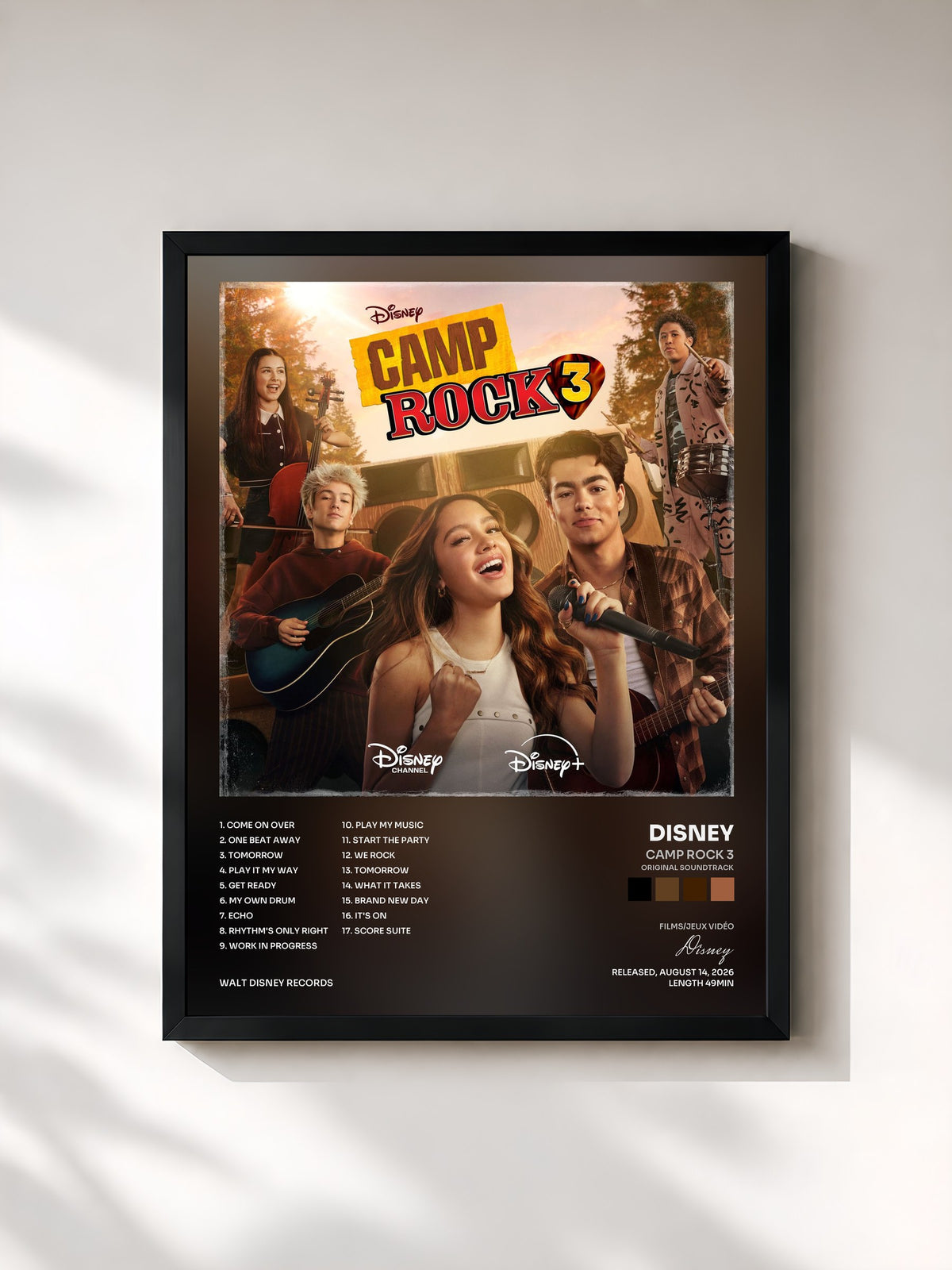#noir Tableau de l'album Camp Rock 3 (Original Soundtrack) de Disney, cadre noir, imprimé et encadré en France