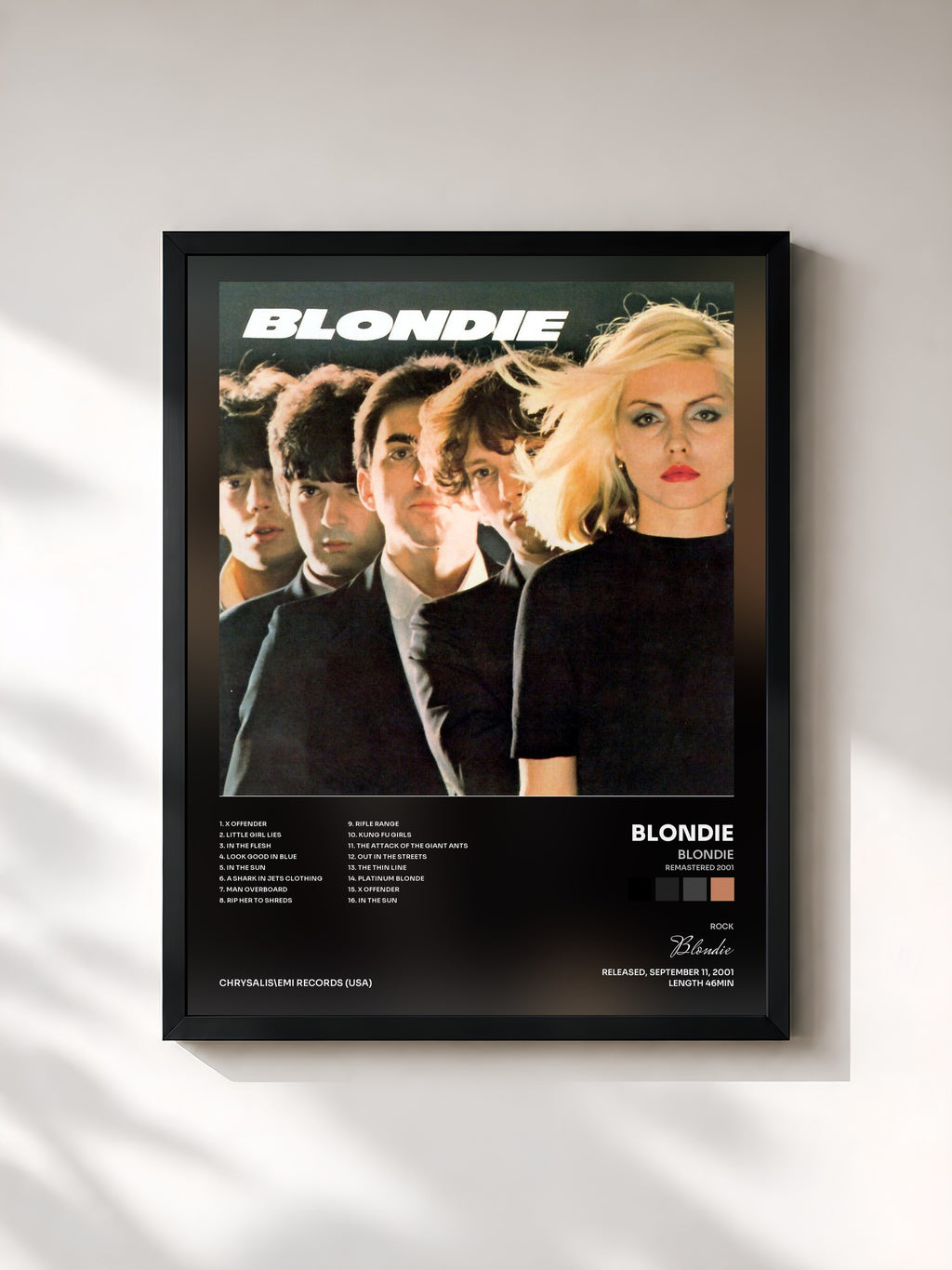#noir Tableau de l'album Blondie (Remastered 2001) de Blondie, cadre noir, imprimé et encadré en France