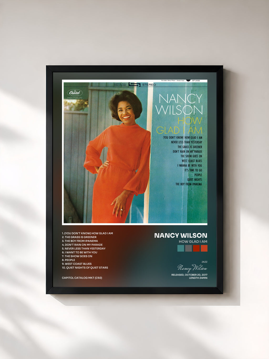 #noir Tableau de l'album How Glad I Am de Nancy Wilson, cadre noir, imprimé et encadré en France
