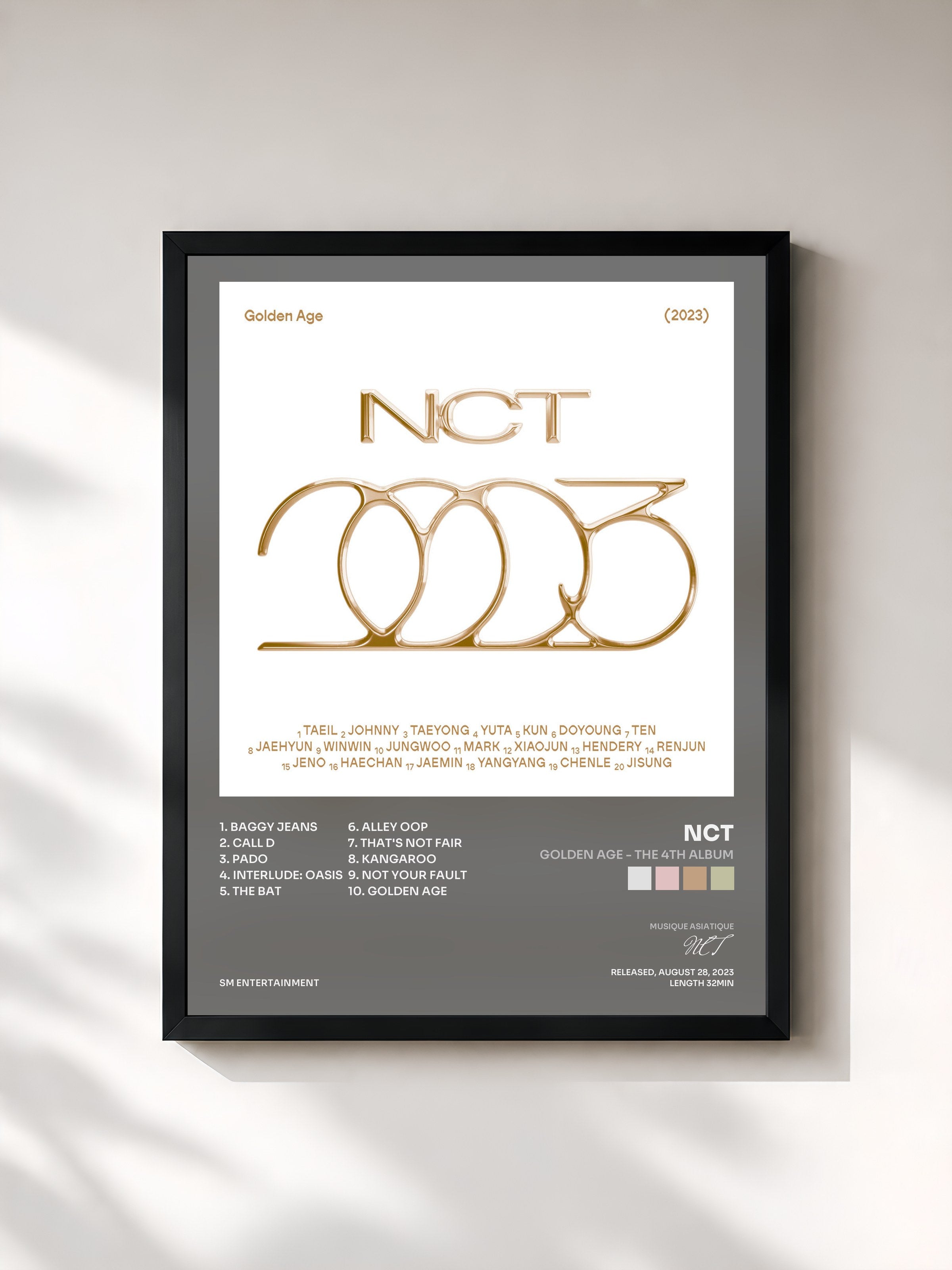 #noir Tableau de l'album Golden Age - The 4th Album de NCT, cadre noir, imprimé et encadré en France