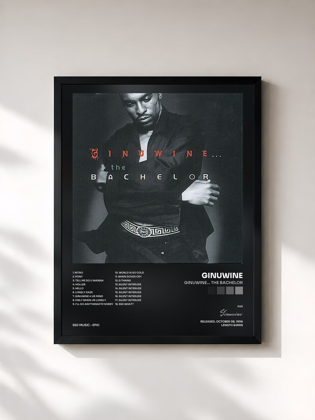 #noir Tableau de l'album Ginuwine... The Bachelor de Ginuwine, cadre noir, imprimé et encadré en France