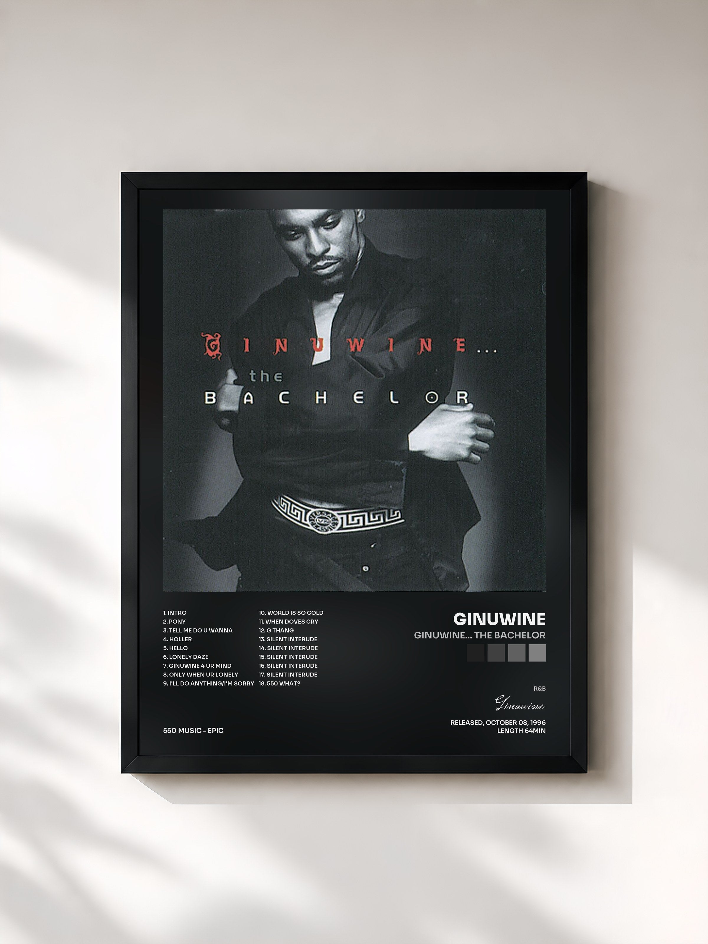 #noir Tableau de l'album Ginuwine... The Bachelor de Ginuwine, cadre noir, imprimé et encadré en France