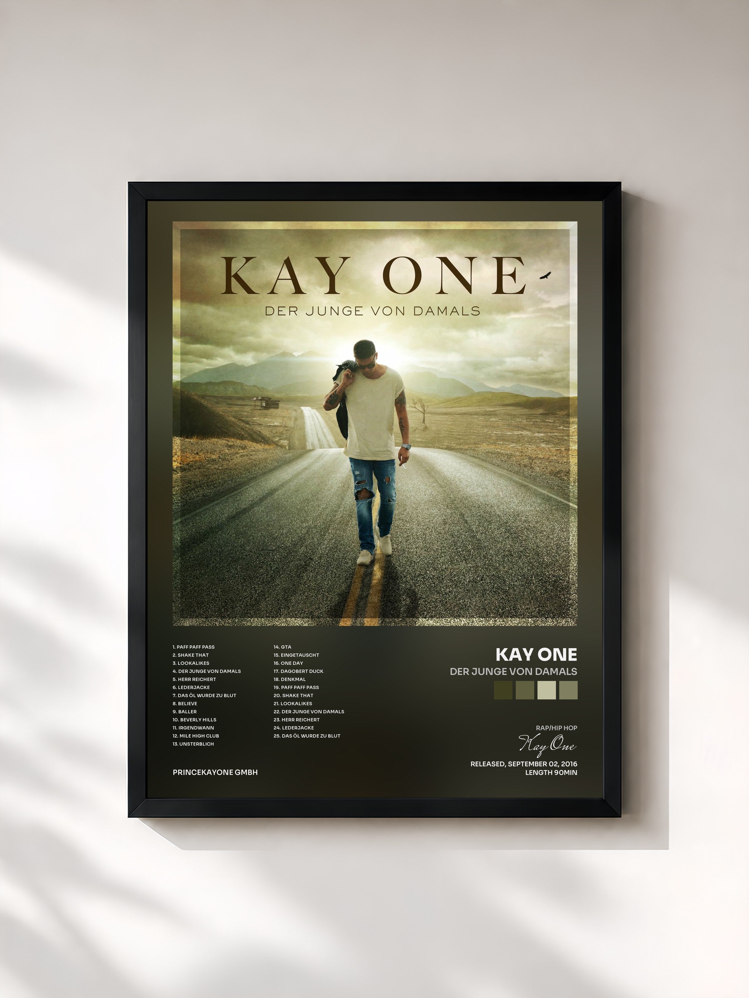 #noir Tableau de l'album Der Junge von damals de Kay One, cadre noir, imprimé et encadré en France