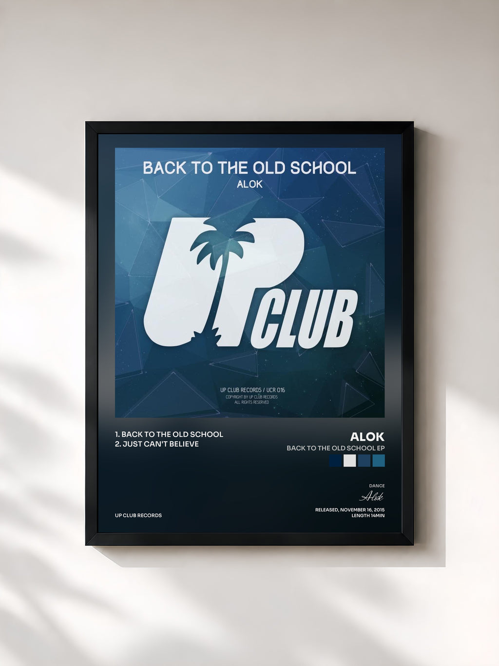 #noir Tableau de l'album Back To The Old School EP de Alok, cadre noir, imprimé et encadré en France