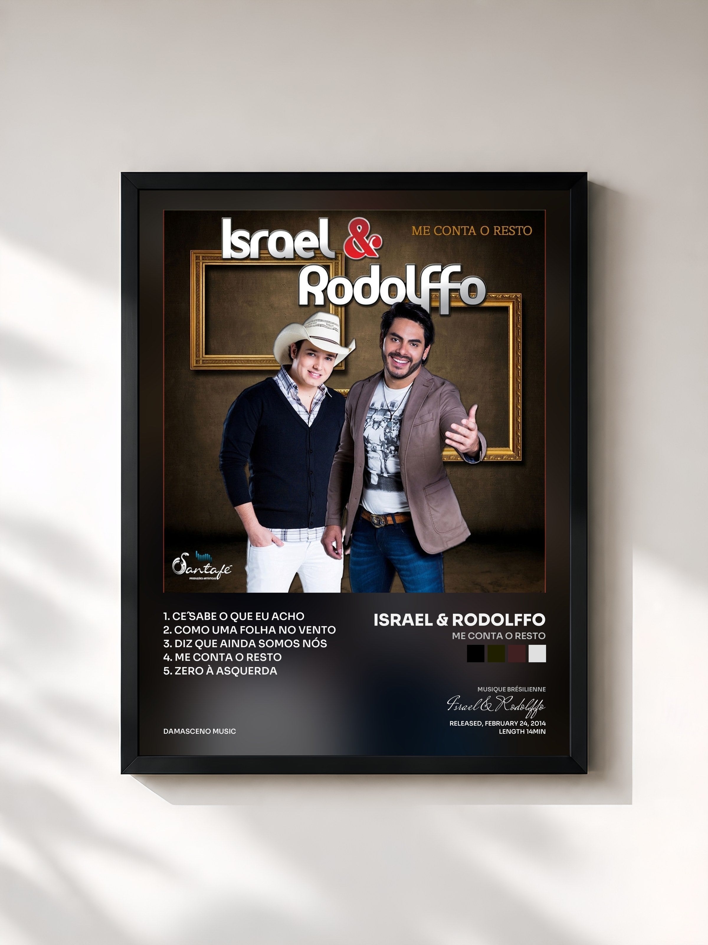 #noir Tableau de l'album Me Conta o Resto de Israel & Rodolffo, cadre noir, imprimé et encadré en France