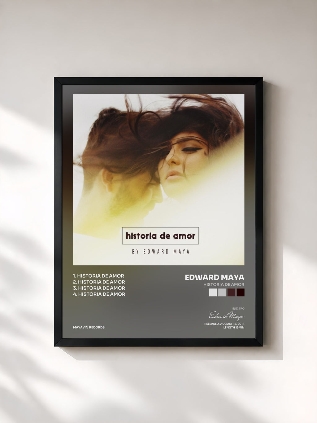 #noir Tableau de l'album Historia De Amor de Edward Maya, cadre noir, imprimé et encadré en France