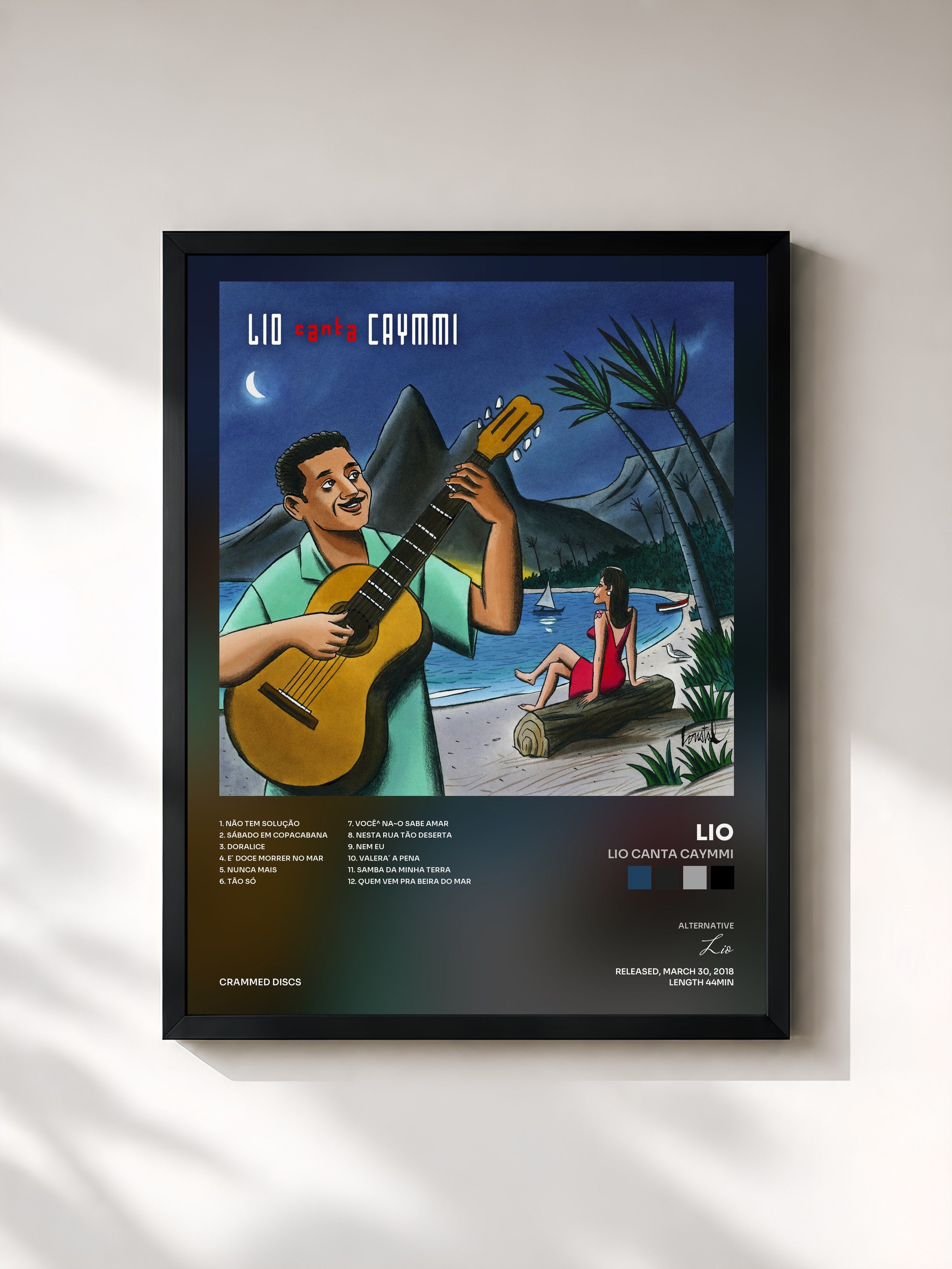 #noir Tableau de l'album Lio Canta Caymmi de Lio, cadre noir, imprimé et encadré en France
