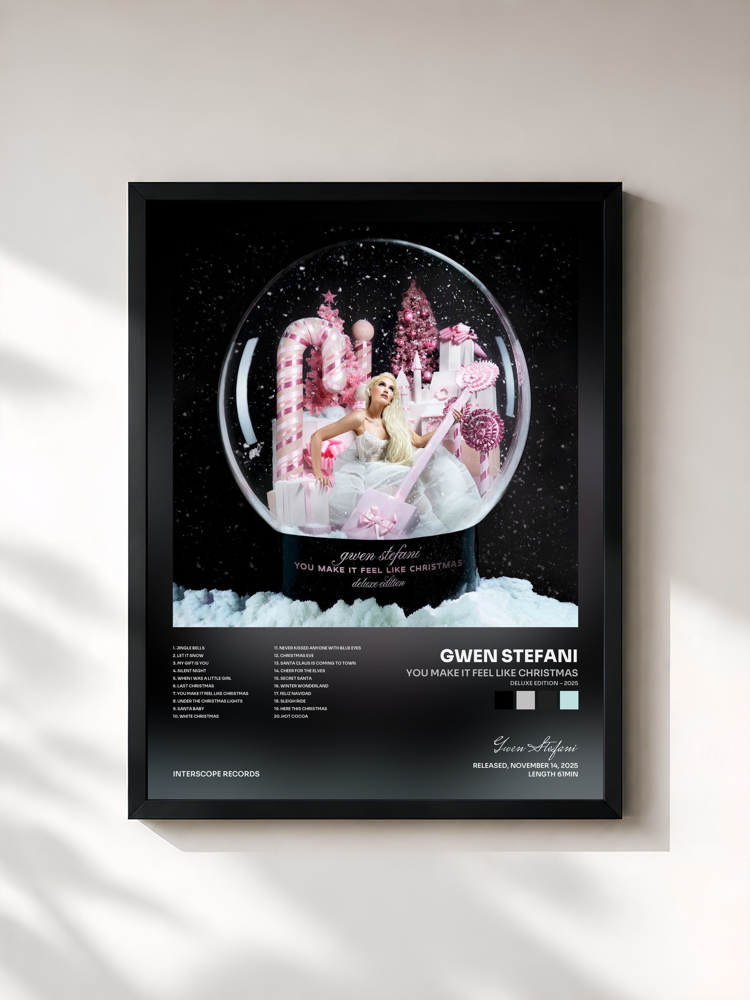 #noir Tableau de l'album You Make It Feel Like Christmas (Deluxe Edition – 2025) de Gwen Stefani, cadre noir, imprimé et encadré en France