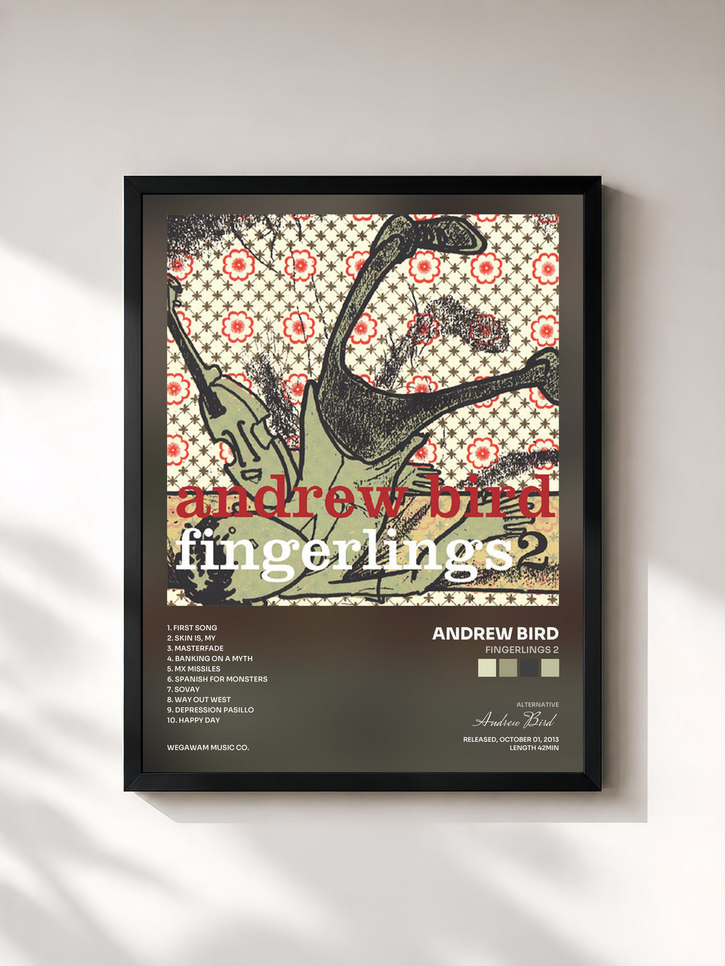 #noir Tableau de l'album Fingerlings 2 de Andrew Bird, cadre noir, imprimé et encadré en France