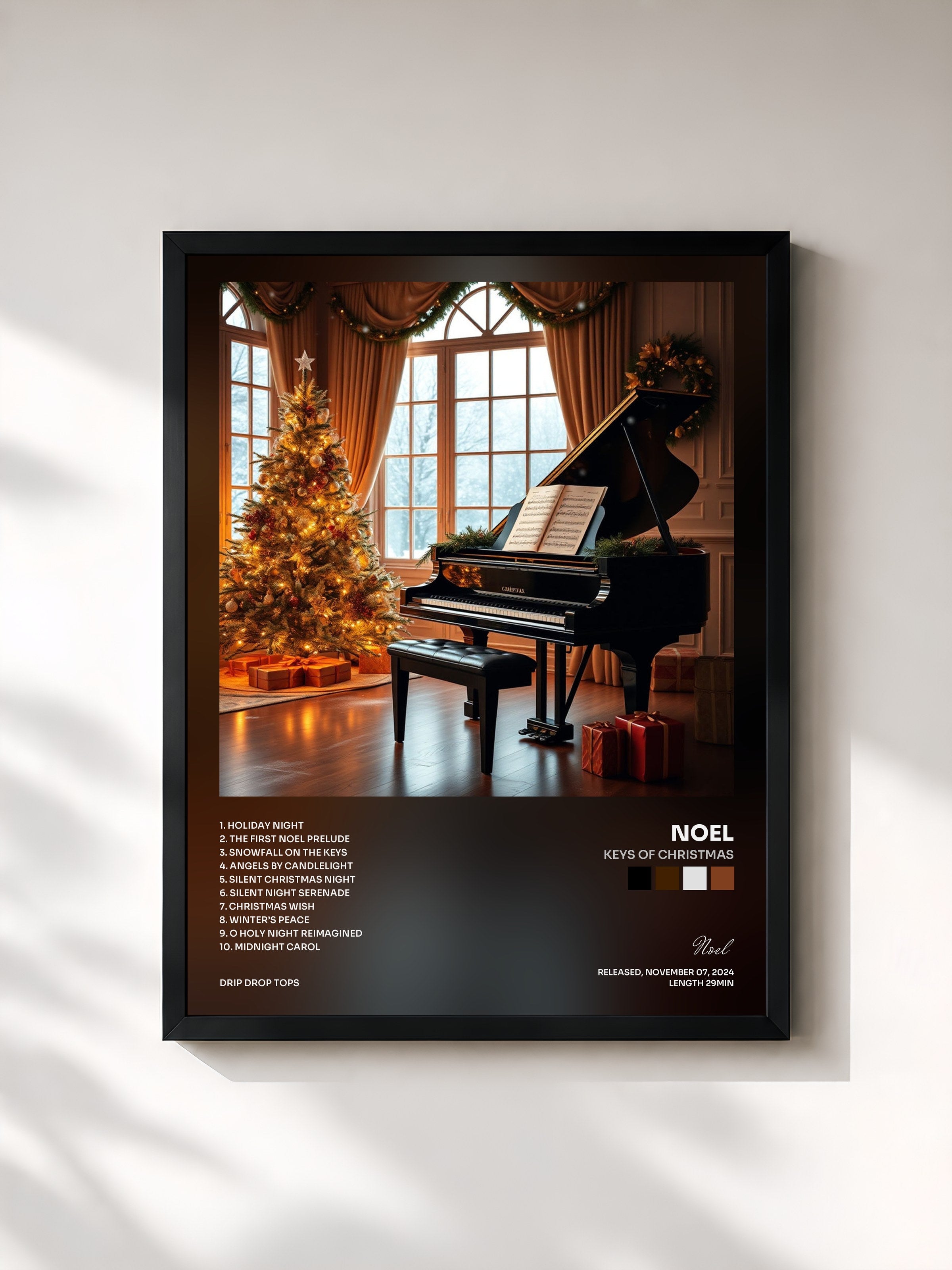 #noir Tableau de l'album Keys of Christmas de Noel, cadre noir, imprimé et encadré en France