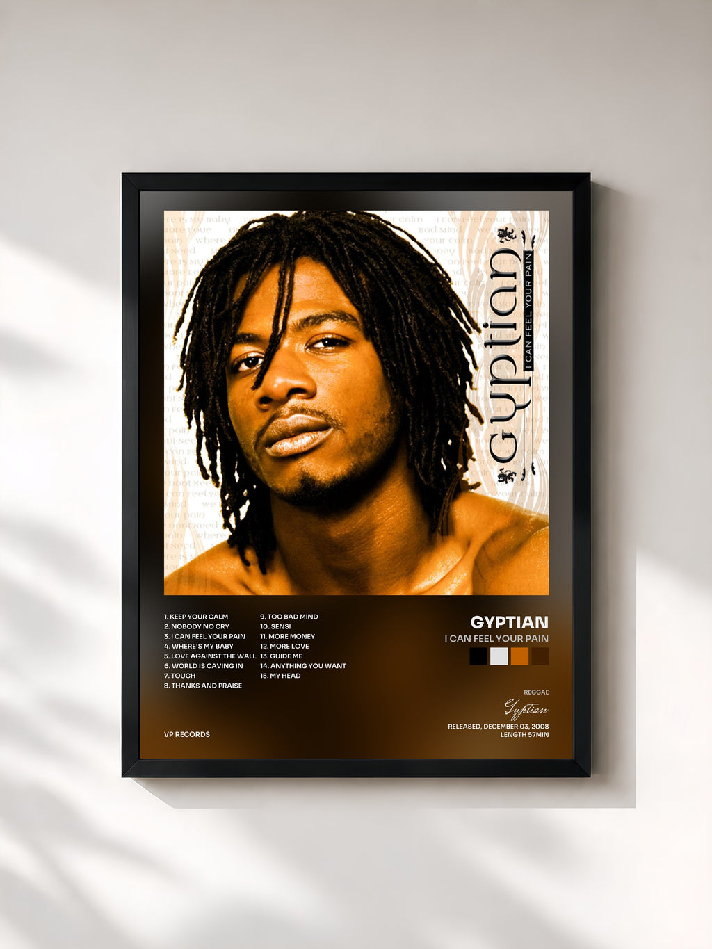 #noir Tableau de l'album I Can Feel Your Pain de Gyptian, cadre noir, imprimé et encadré en France