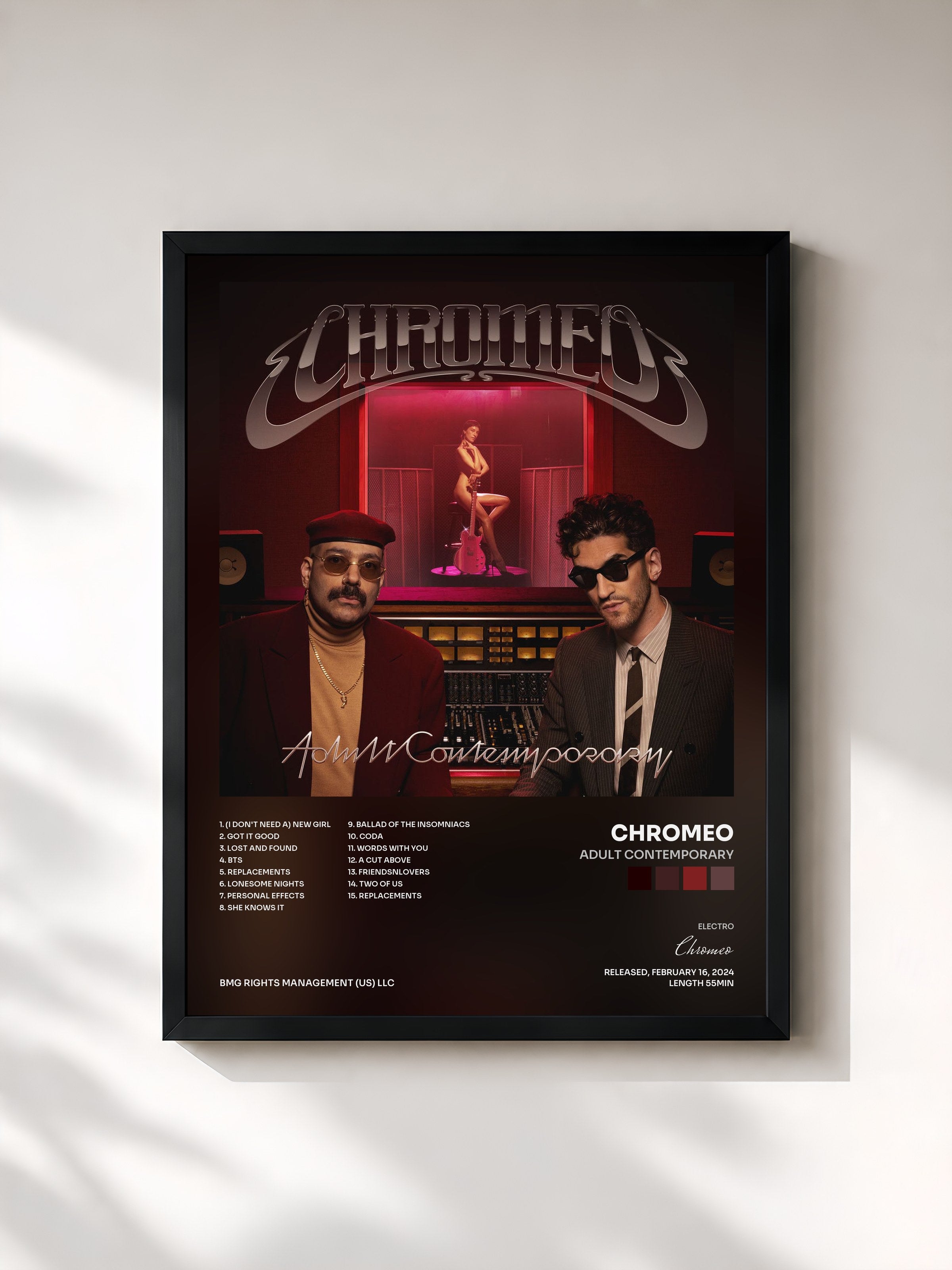 #noir Tableau de l'album Adult Contemporary de Chromeo, cadre noir, imprimé et encadré en France