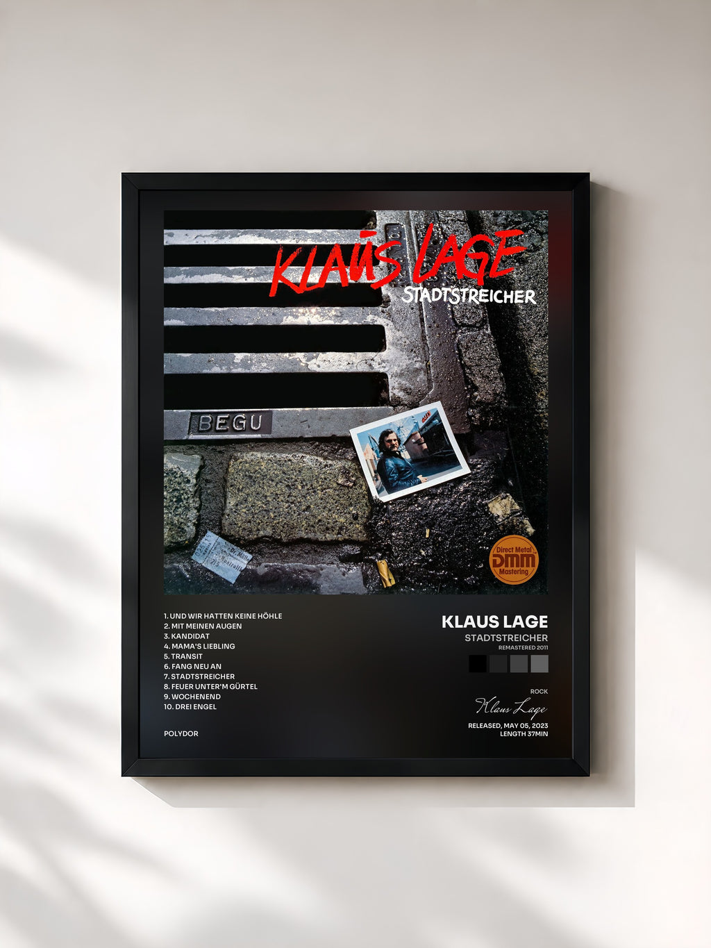 #noir Tableau de l'album Stadtstreicher (Remastered 2011) de Klaus Lage, cadre noir, imprimé et encadré en France