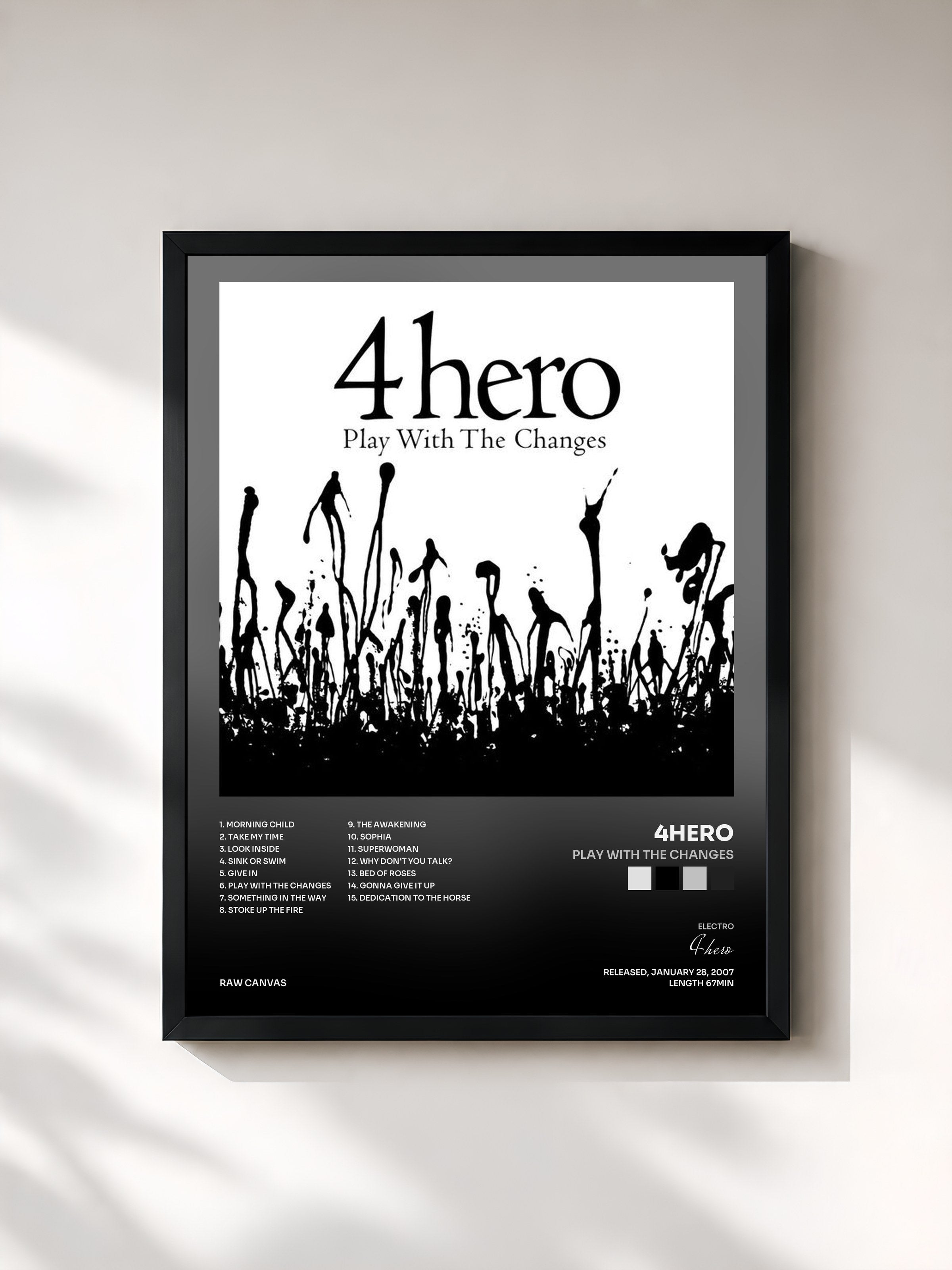 #noir Tableau de l'album Play With the Changes de 4hero, cadre noir, imprimé et encadré en France