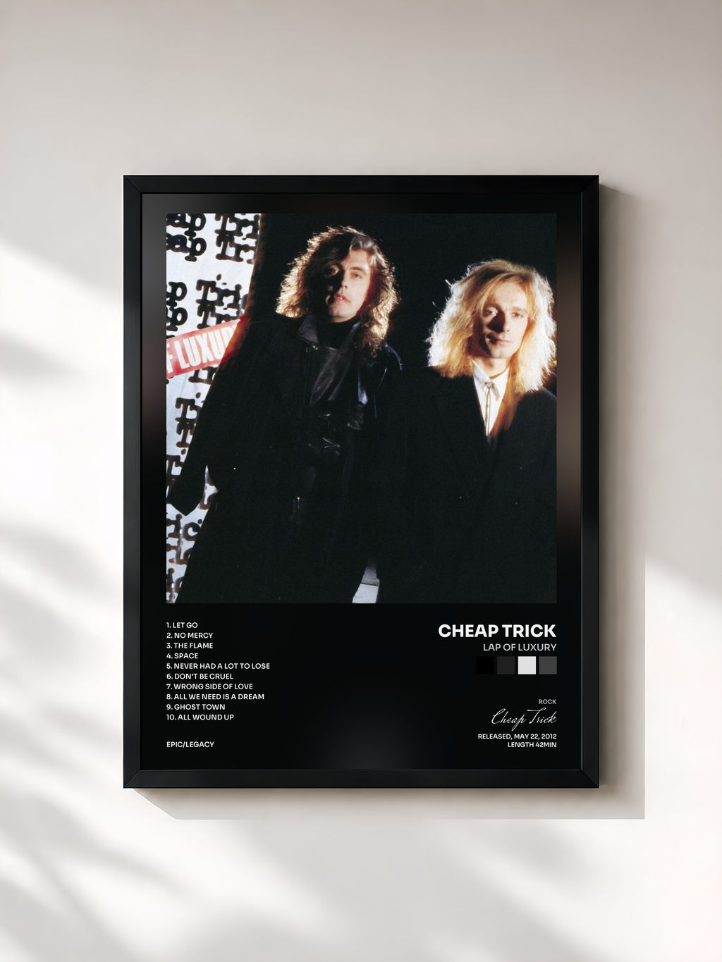 #noir Tableau de l'album Lap Of Luxury de Cheap Trick, cadre noir, imprimé et encadré en France