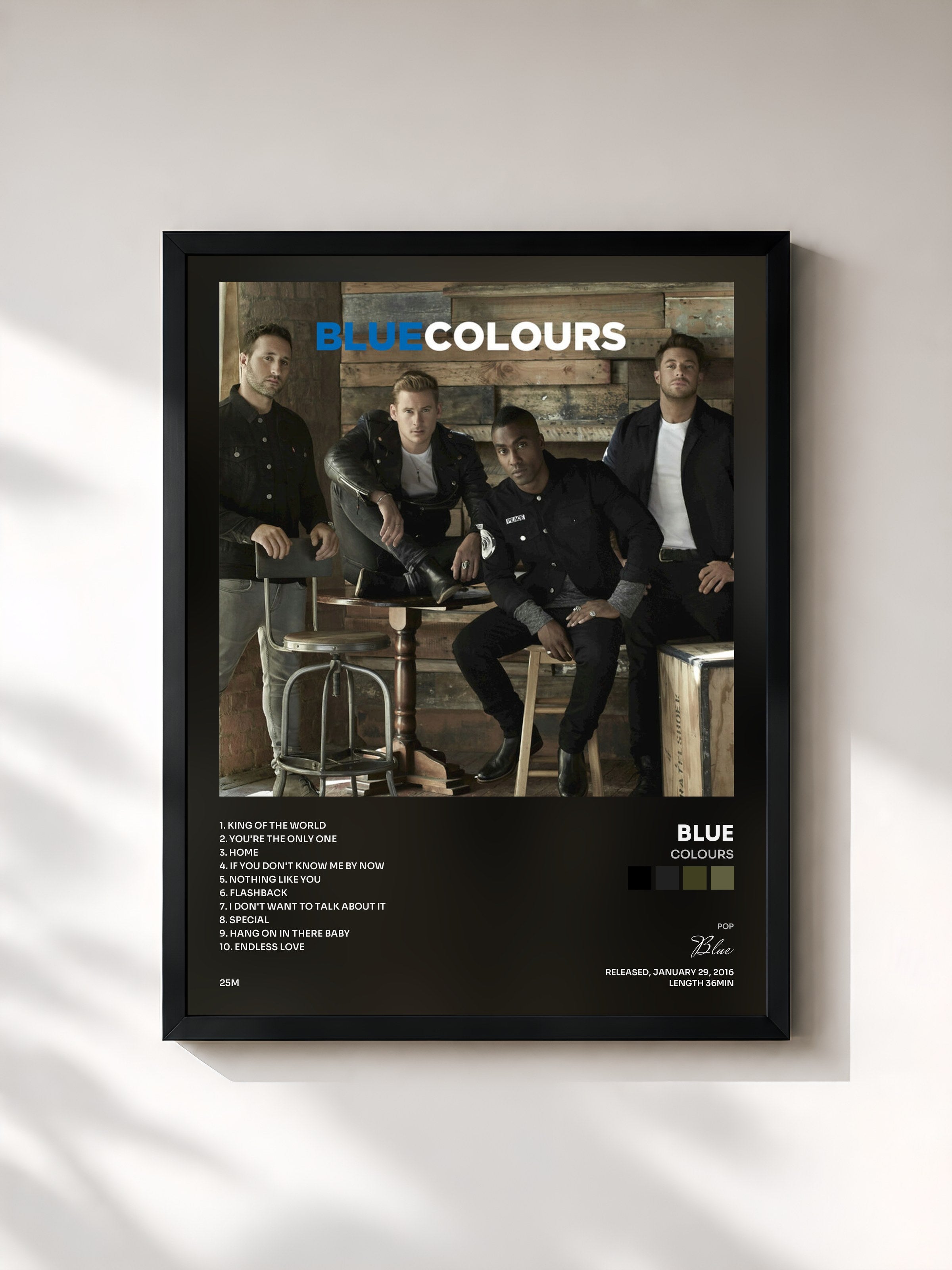 #noir Tableau de l'album Colours de Blue, cadre noir, imprimé et encadré en France