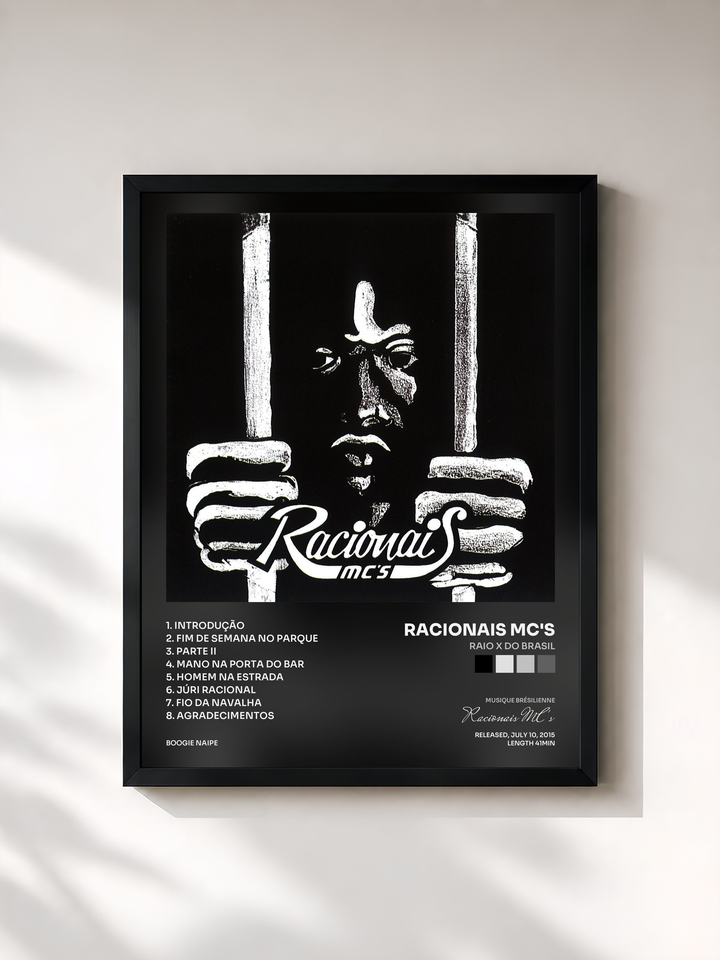 #noir Tableau de l'album Raio X do Brasil de Racionais MC's, cadre noir, imprimé et encadré en France