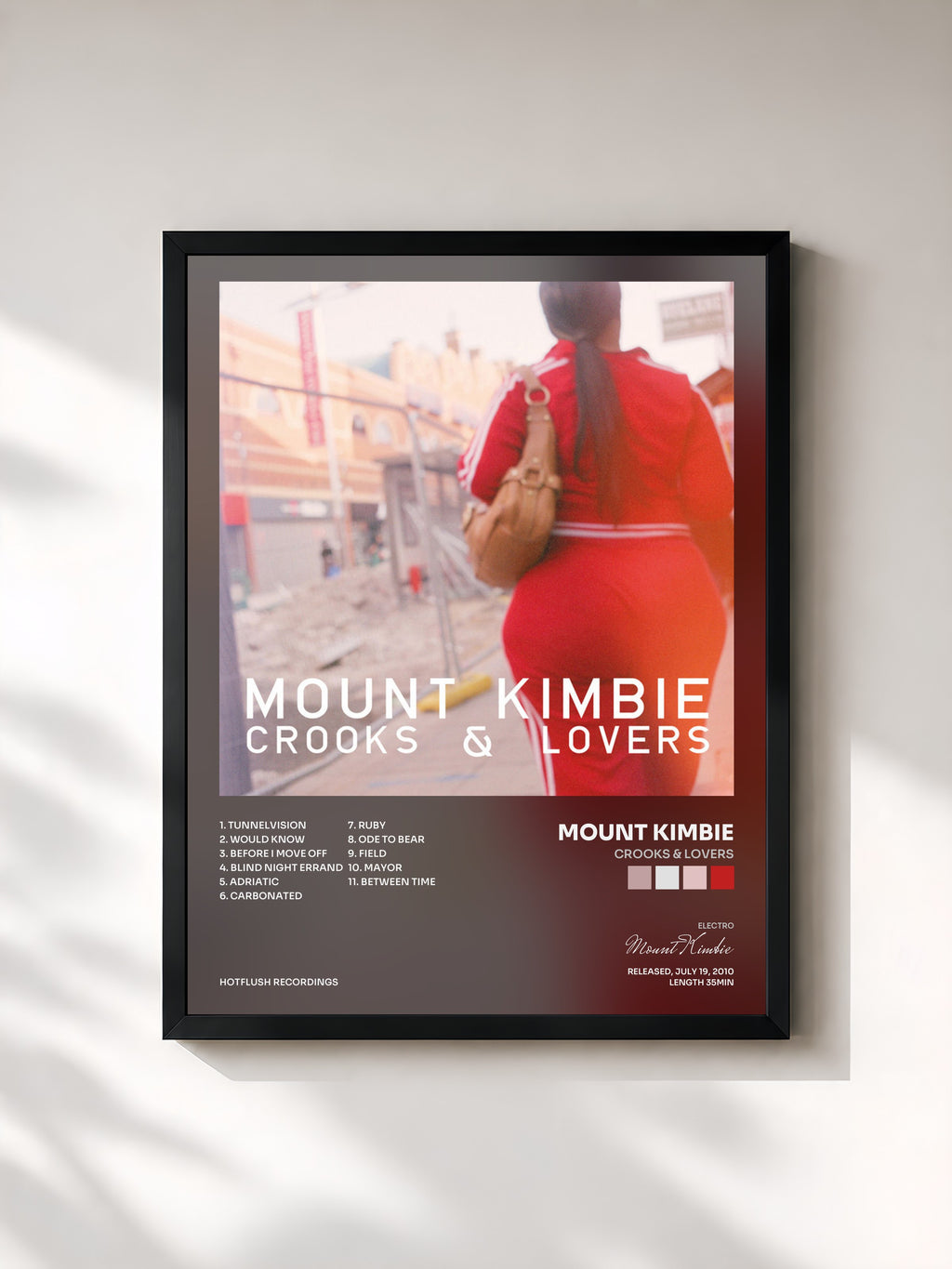 #noir Tableau de l'album Crooks & Lovers de Mount Kimbie, cadre noir, imprimé et encadré en France