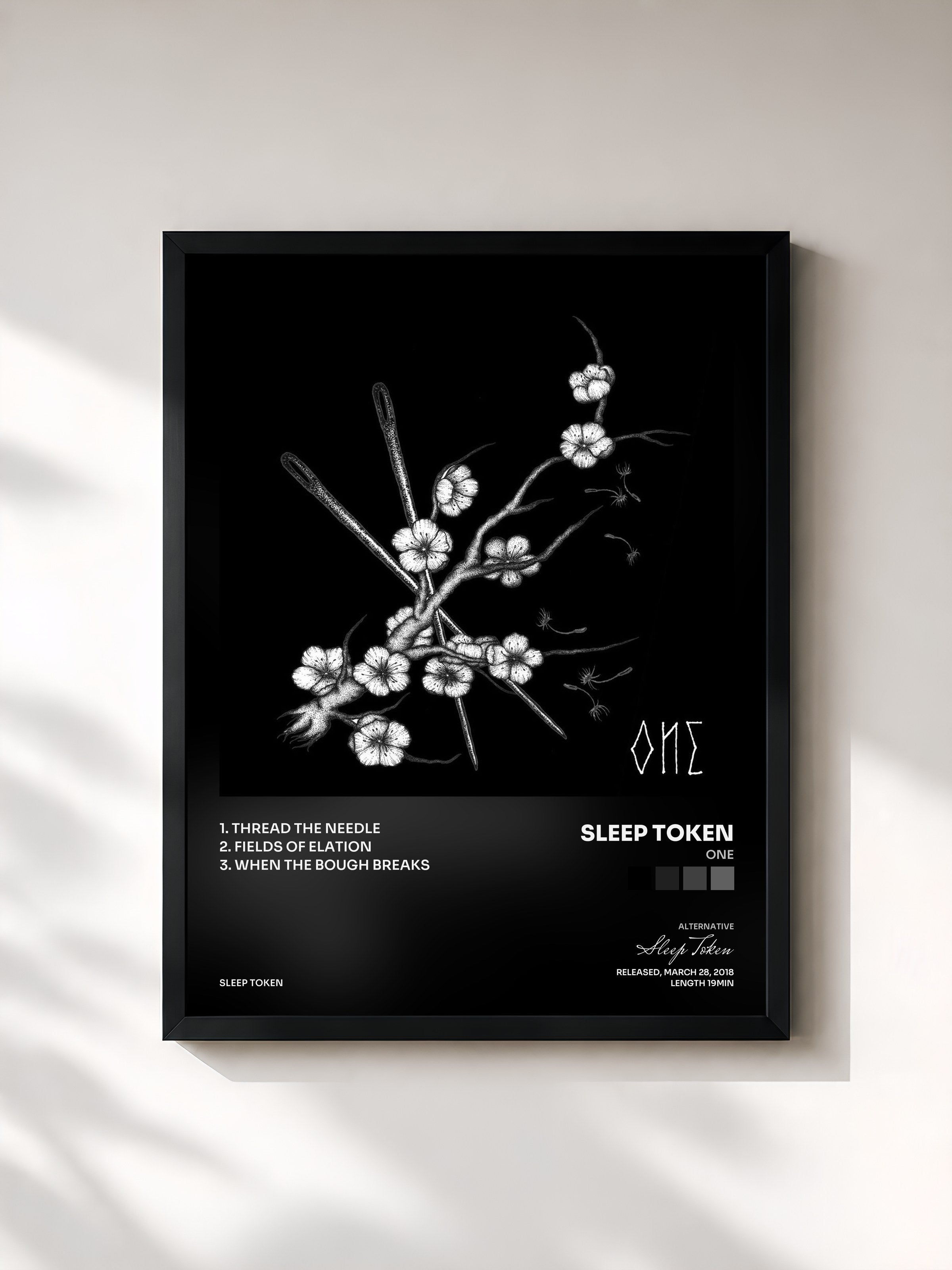 #noir Tableau de l'album One de Sleep Token, cadre noir, imprimé et encadré en France