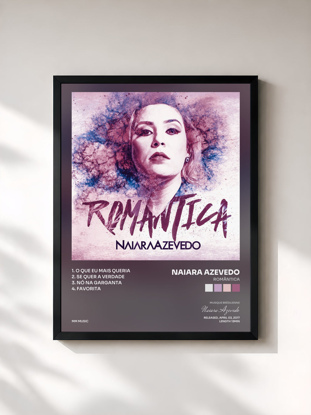 #noir Tableau de l'album Romântica de Naiara Azevedo, cadre noir, imprimé et encadré en France