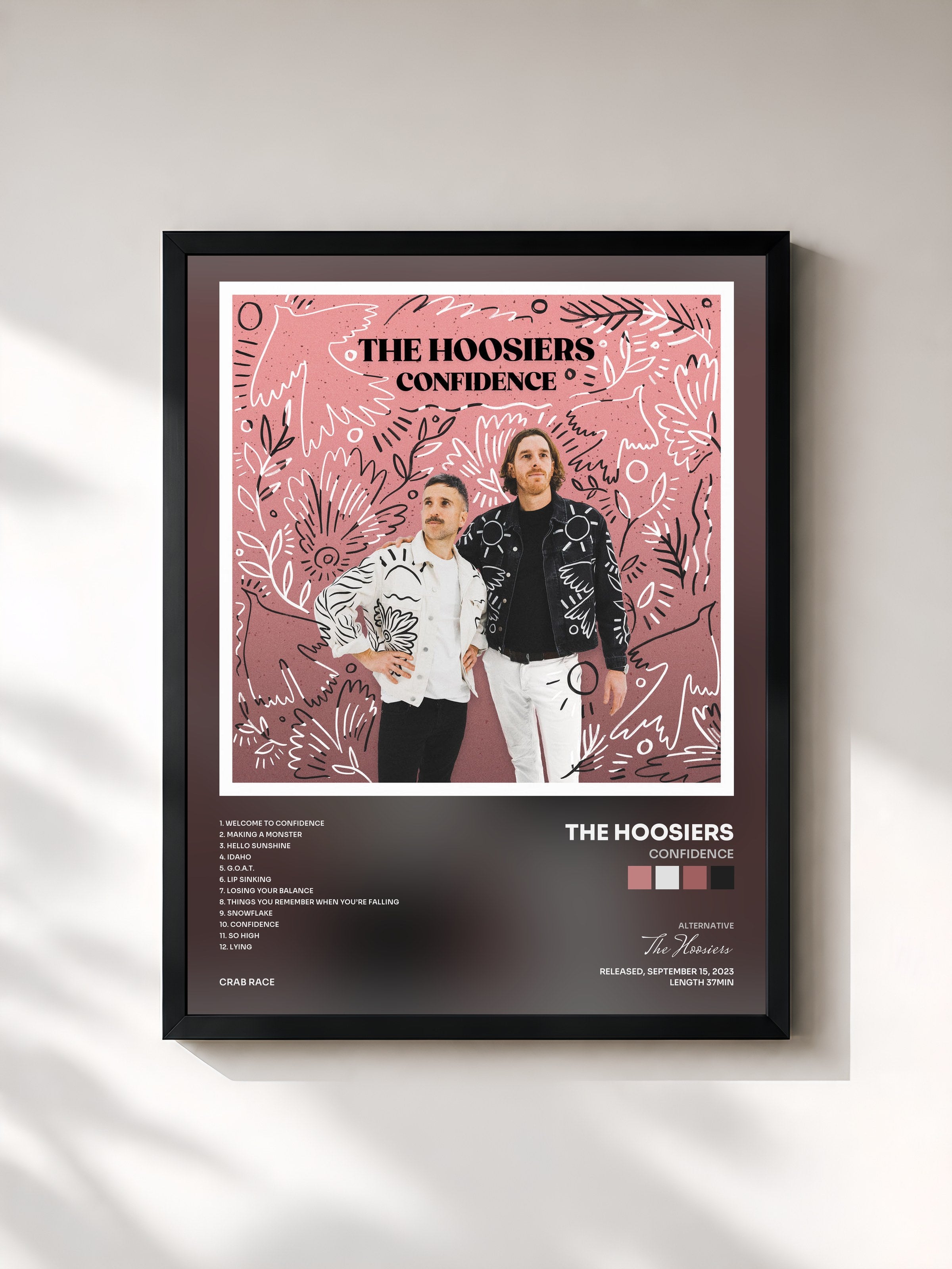 #noir Tableau de l'album Confidence de The Hoosiers, cadre noir, imprimé et encadré en France