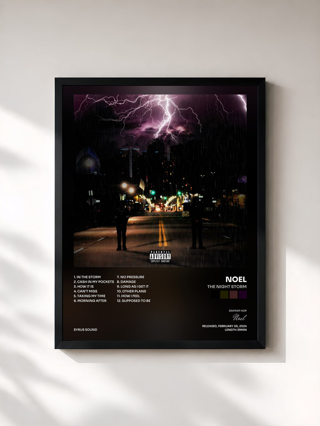 #noir Tableau de l'album The Night Storm de Noel, cadre noir, imprimé et encadré en France