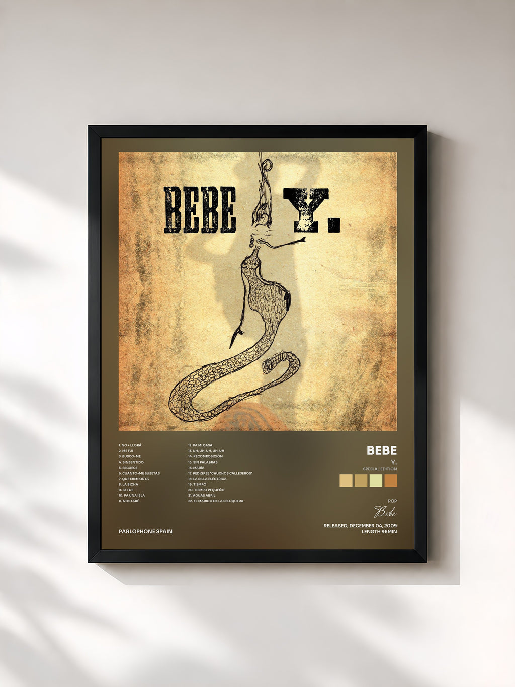 #noir Tableau de l'album Y. (Special Edition) de Bebe, cadre noir, imprimé et encadré en France