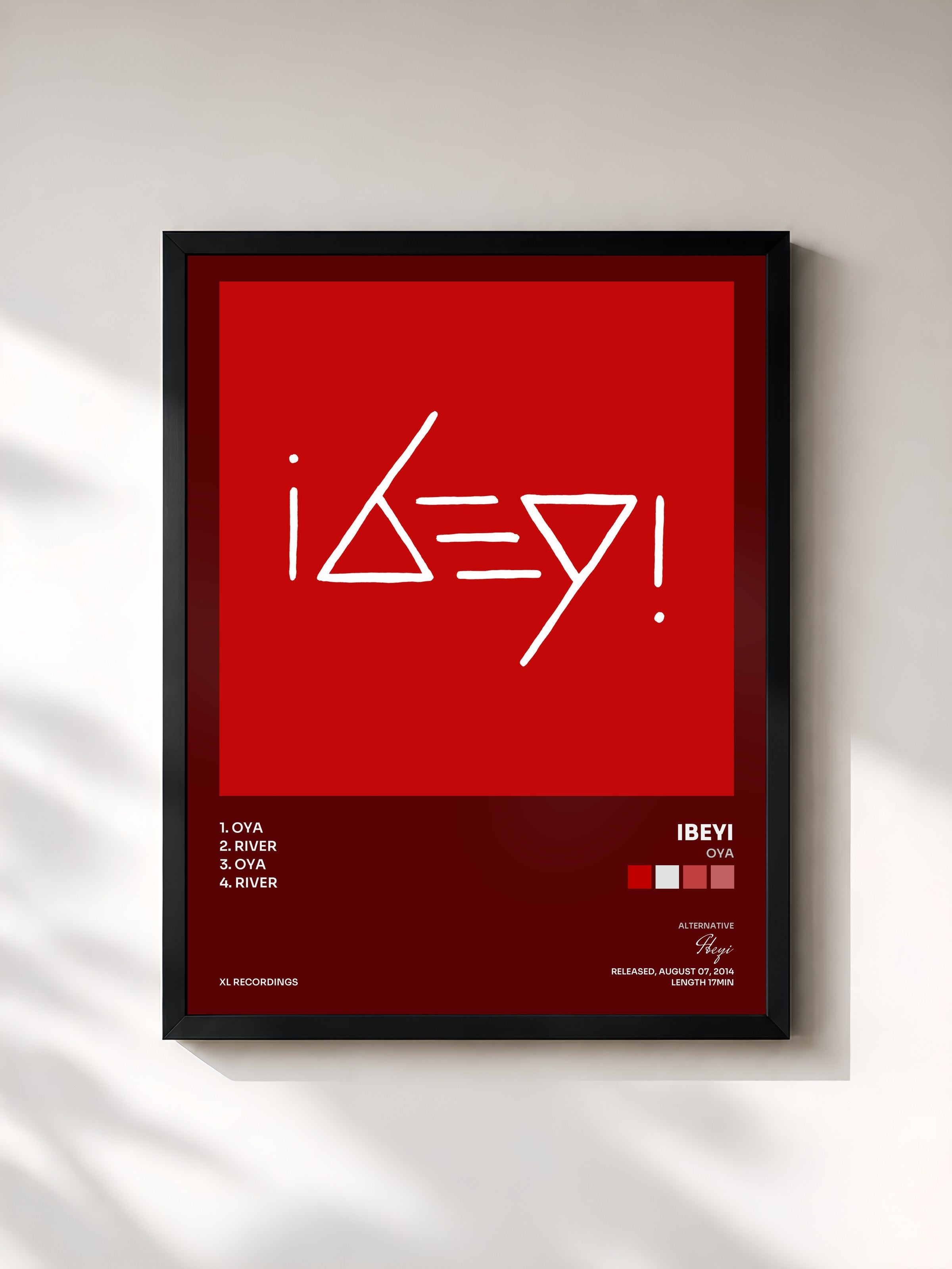 #noir Tableau de l'album Oya de Ibeyi, cadre noir, imprimé et encadré en France