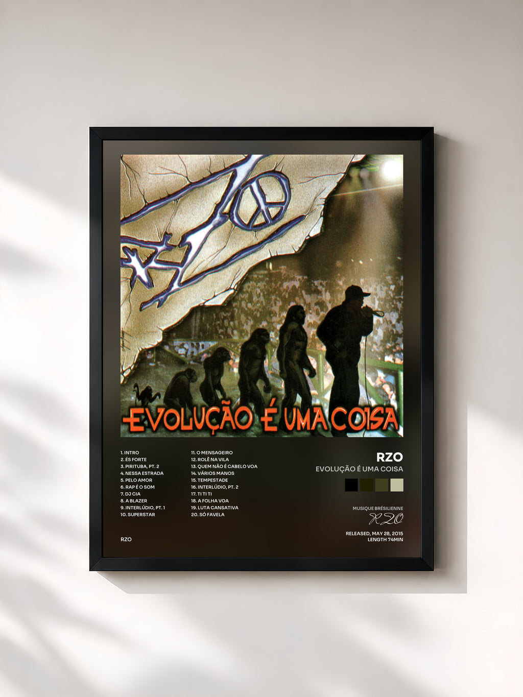 #noir Tableau de l'album Evolução É uma Coisa de RZO, cadre noir, imprimé et encadré en France