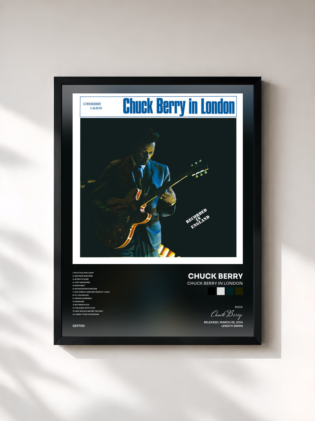 #noir Tableau de l'album Chuck Berry In London de Chuck Berry, cadre noir, imprimé et encadré en France