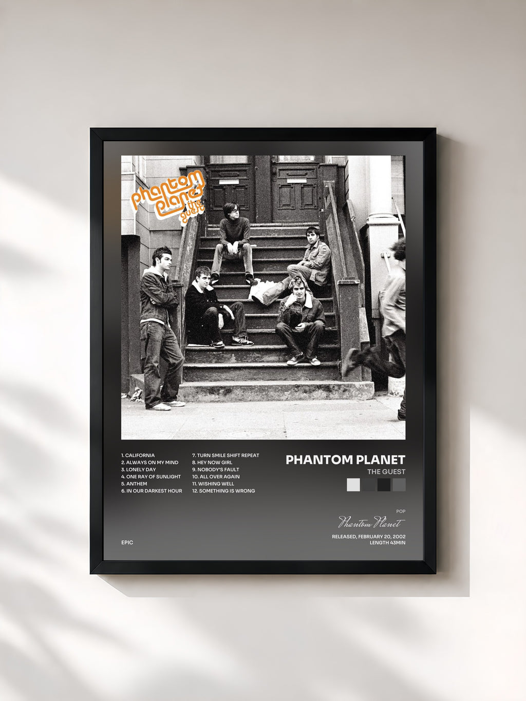 #noir Tableau de l'album The Guest de Phantom Planet, cadre noir, imprimé et encadré en France