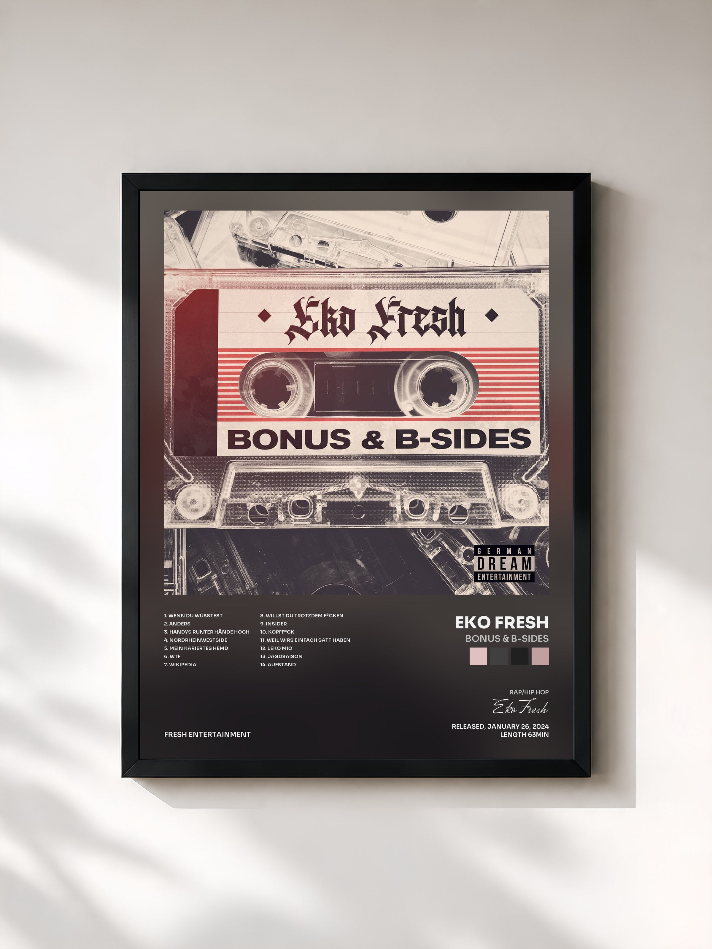 #noir Tableau de l'album Bonus & B-Sides de Eko Fresh, cadre noir, imprimé et encadré en France