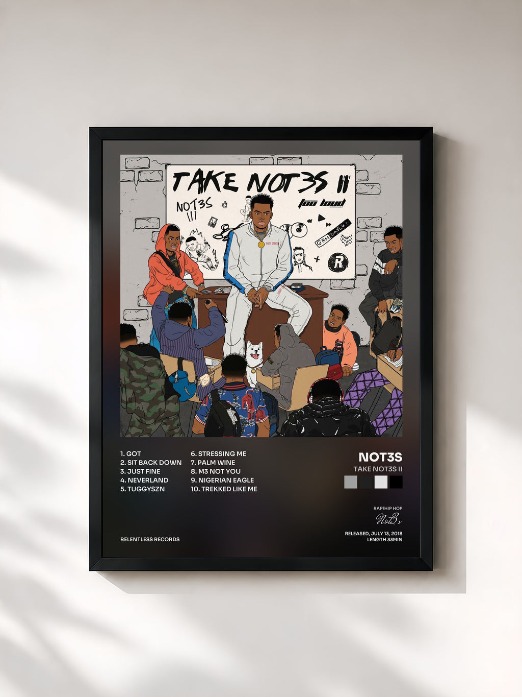 #noir Tableau de l'album Take Not3s II de Not3s, cadre noir, imprimé et encadré en France