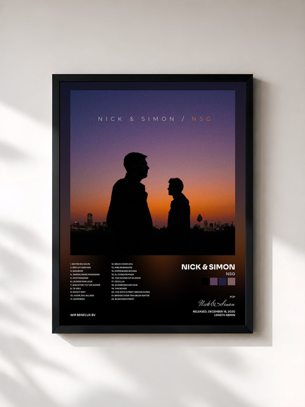 #noir Tableau de l'album NSG de Nick & Simon, cadre noir, imprimé et encadré en France