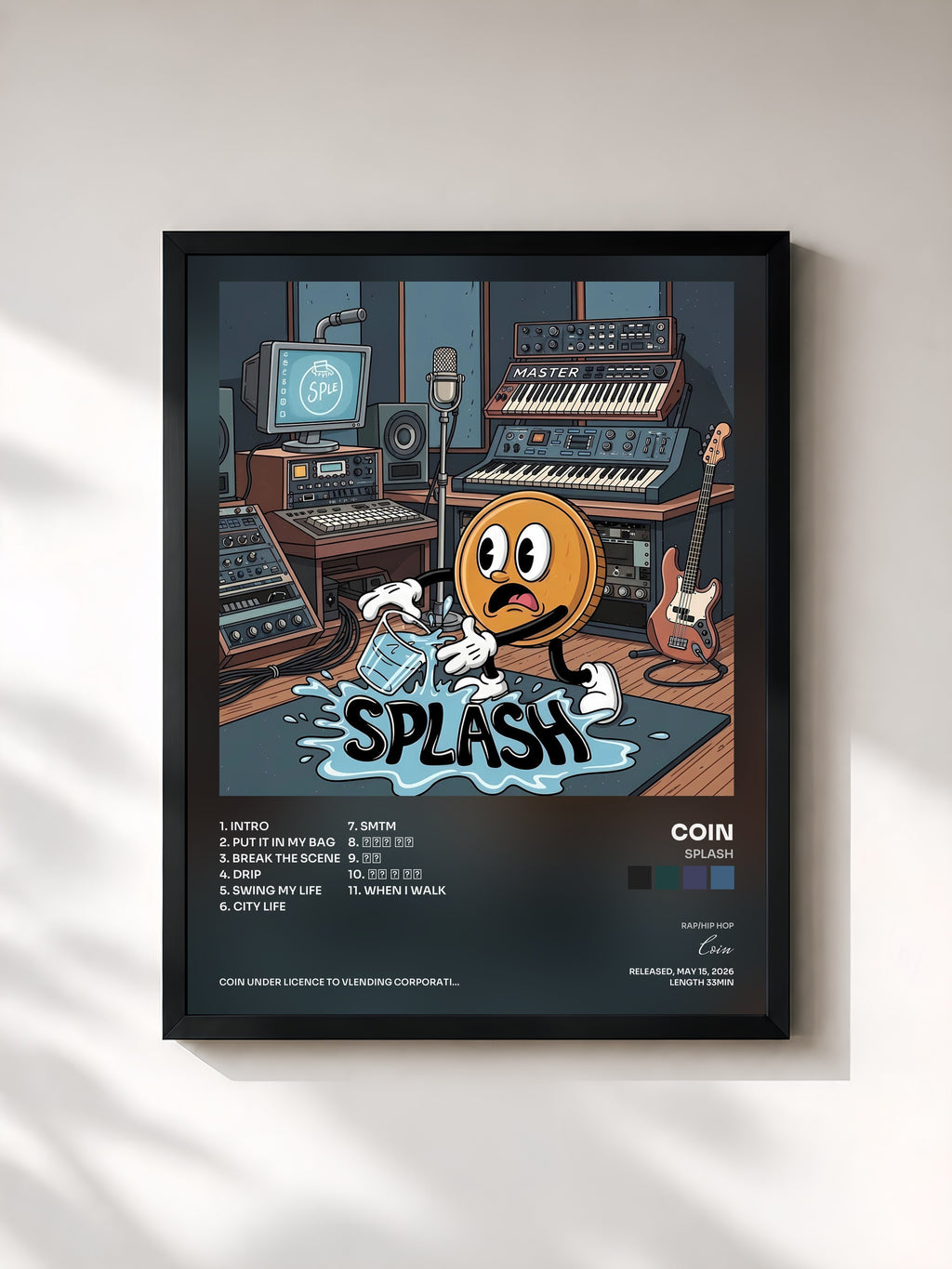 #noir Tableau de l'album SPLASH de Coin, cadre noir, imprimé et encadré en France