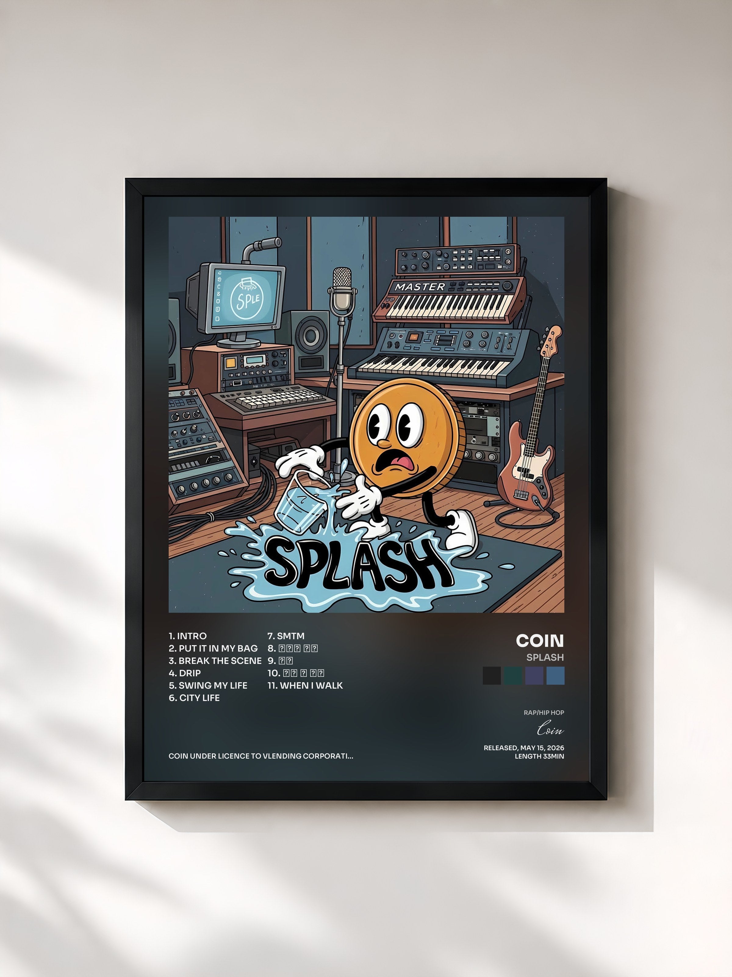 #noir Tableau de l'album SPLASH de Coin, cadre noir, imprimé et encadré en France