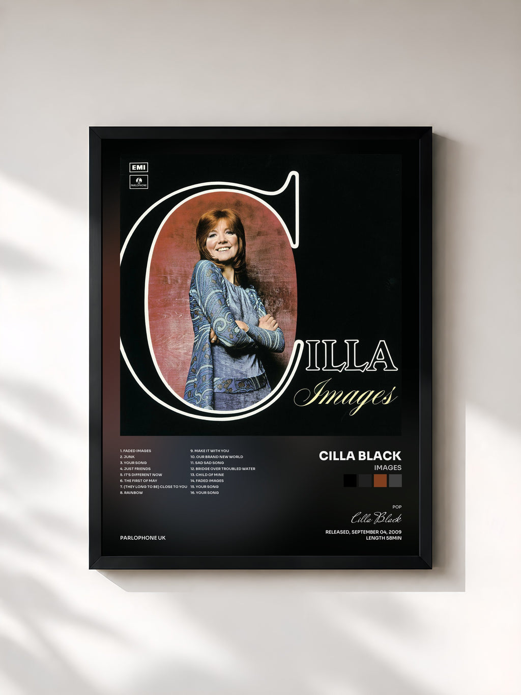 #noir Tableau de l'album Images de Cilla Black, cadre noir, imprimé et encadré en France