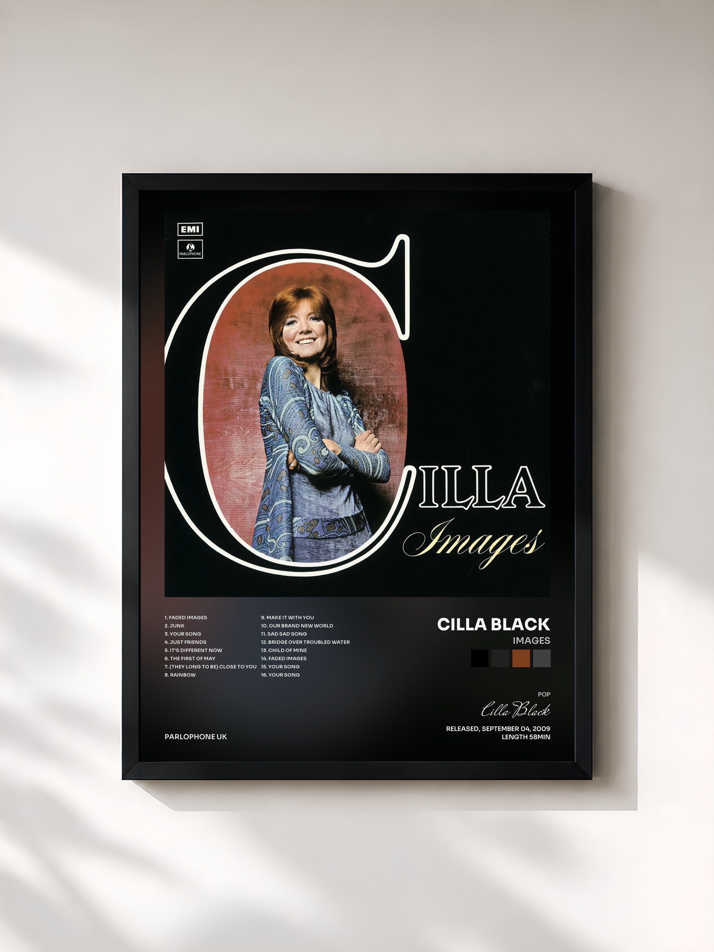 #noir Tableau de l'album Images de Cilla Black, cadre noir, imprimé et encadré en France