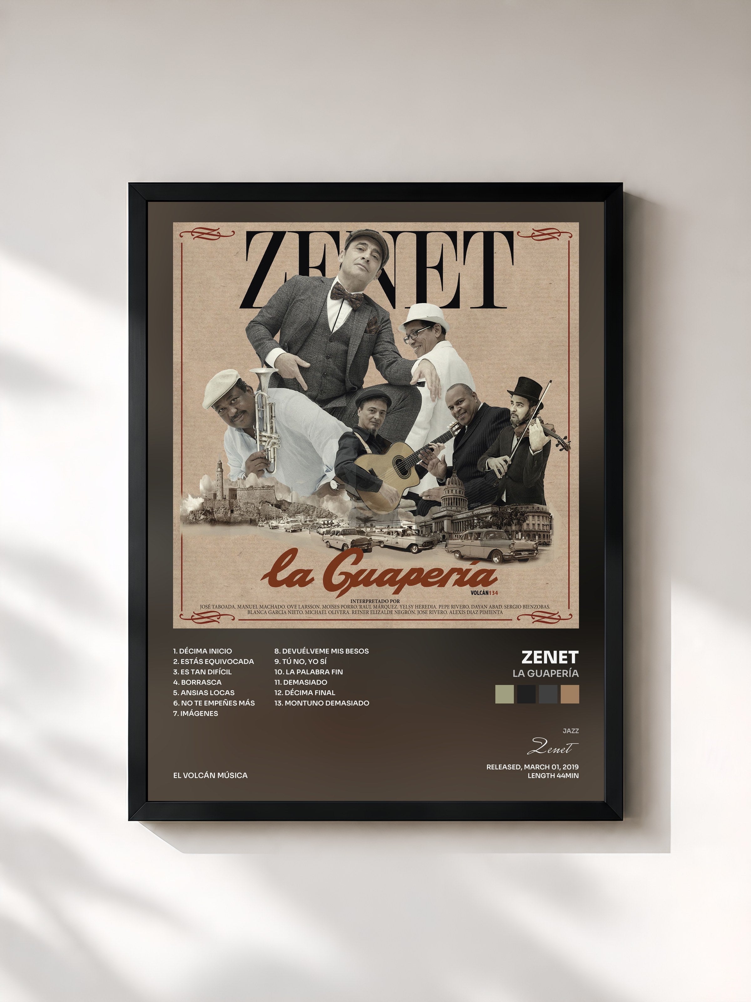 #noir Tableau de l'album La Guapería de Zenet, cadre noir, imprimé et encadré en France