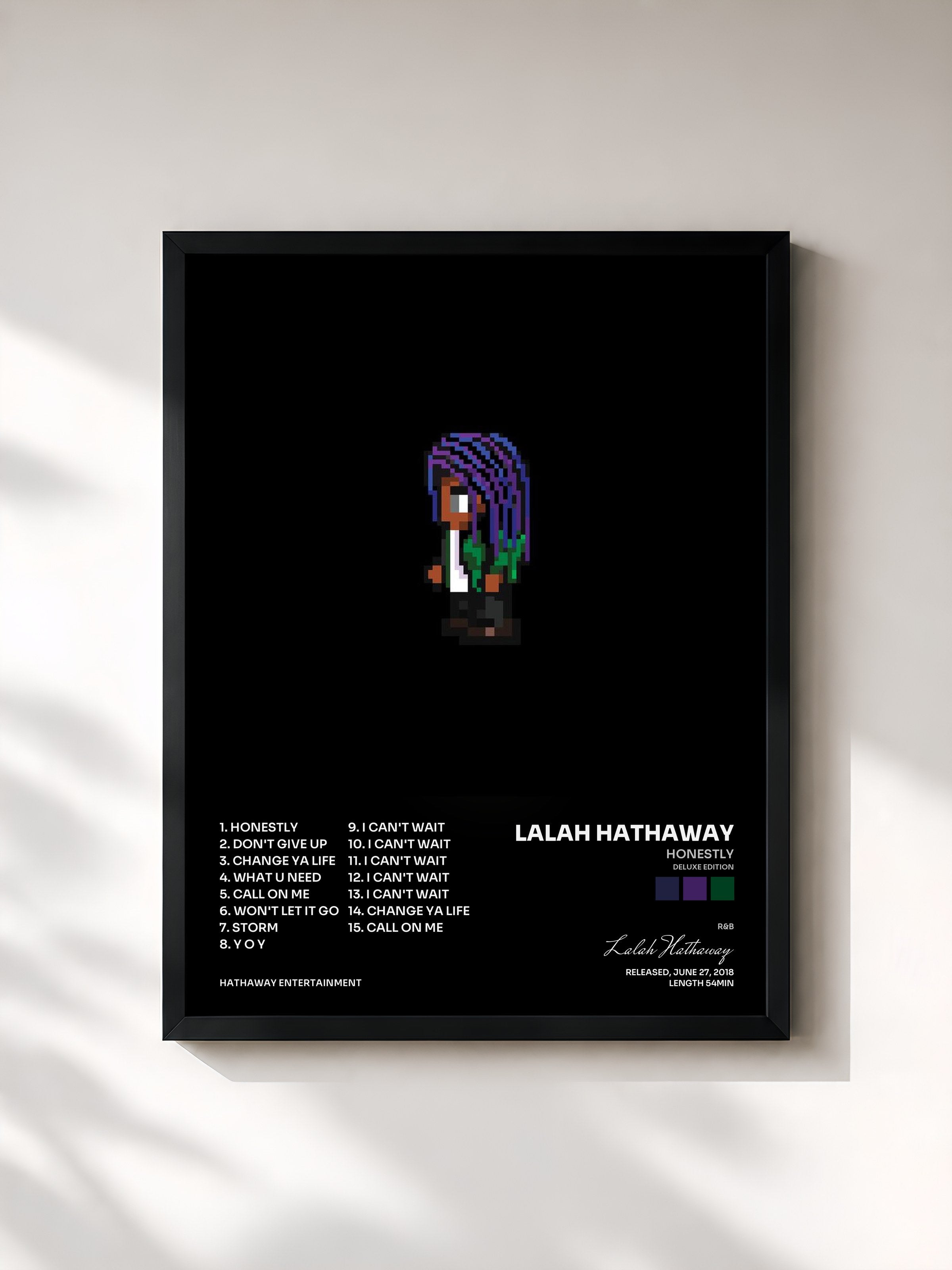 #noir Tableau de l'album honestly (deluxe edition) de Lalah Hathaway, cadre noir, imprimé et encadré en France