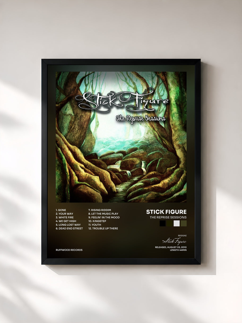 #noir Tableau de l'album The Reprise Sessions de Stick Figure, cadre noir, imprimé et encadré en France