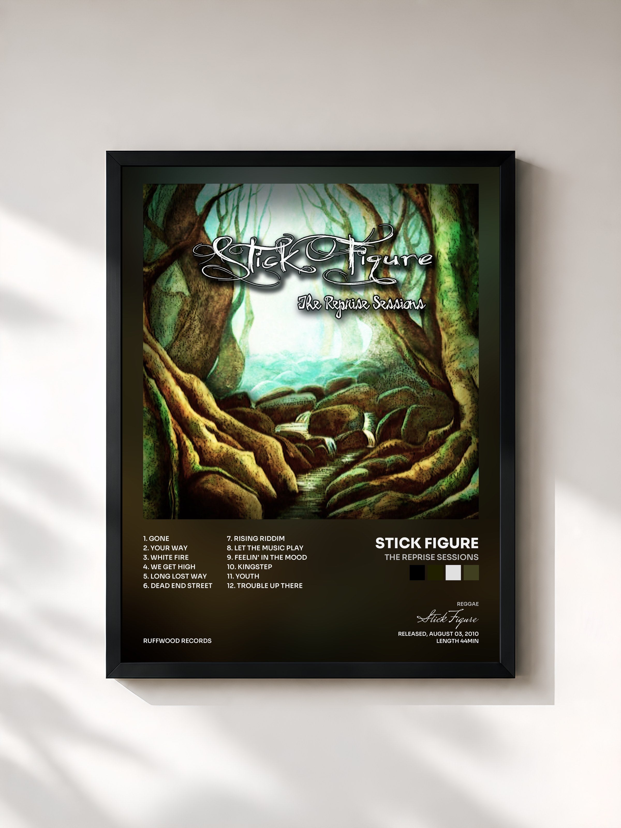 #noir Tableau de l'album The Reprise Sessions de Stick Figure, cadre noir, imprimé et encadré en France