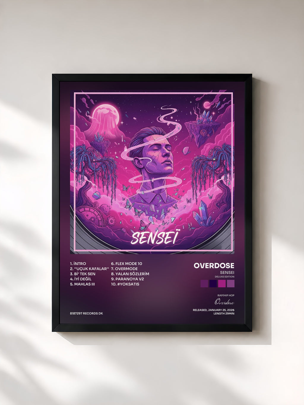 #noir Tableau de l'album Sensei (Deluxe Edition) de Overdose, cadre noir, imprimé et encadré en France