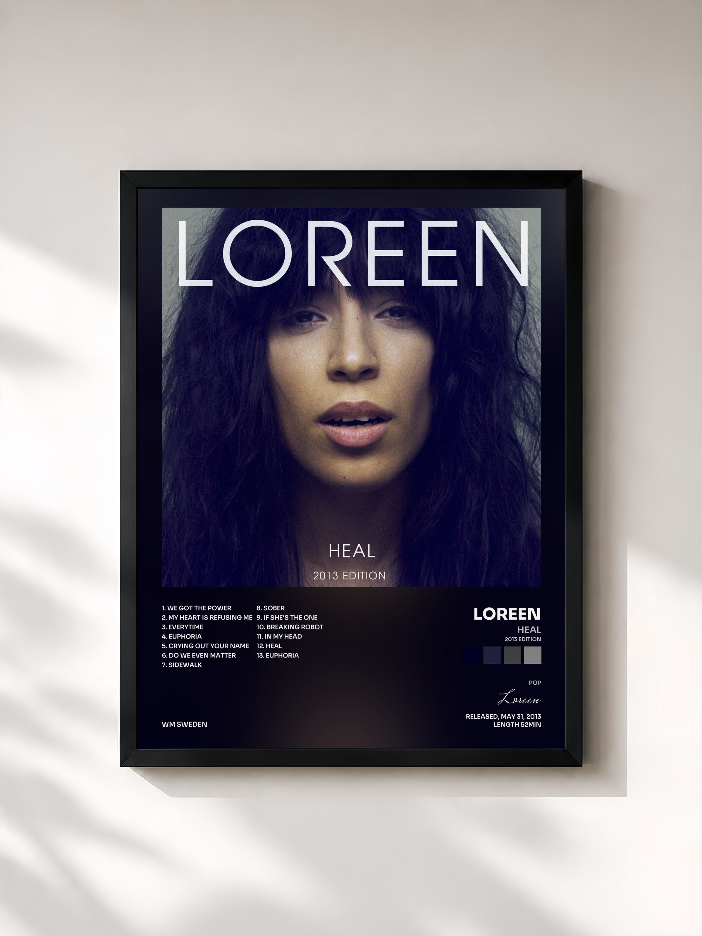 #noir Tableau de l'album Heal (2013 Edition) de Loreen, cadre noir, imprimé et encadré en France