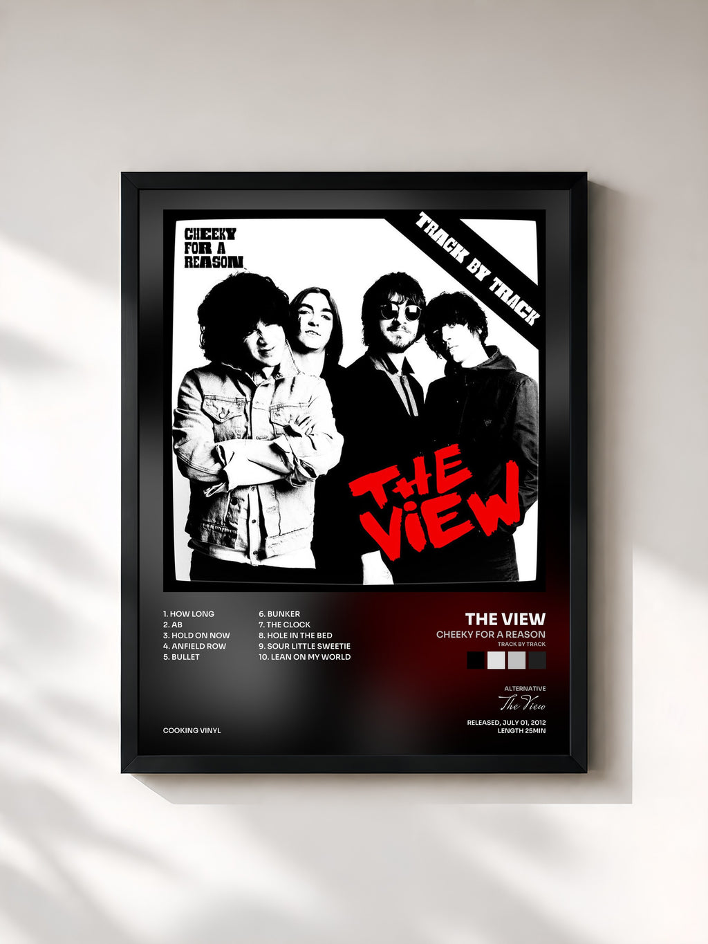 #noir Tableau de l'album Cheeky for a Reason (Track by Track) de The View, cadre noir, imprimé et encadré en France